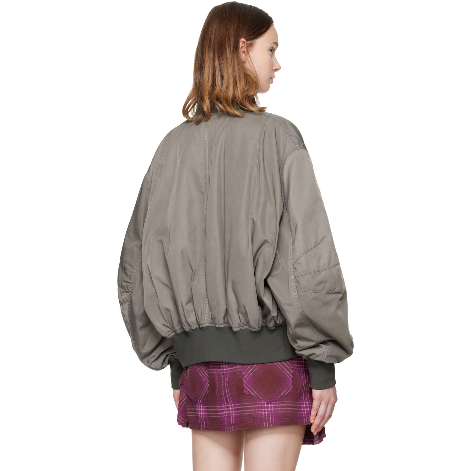  The Attico Gray Anja Bomber Jacket 