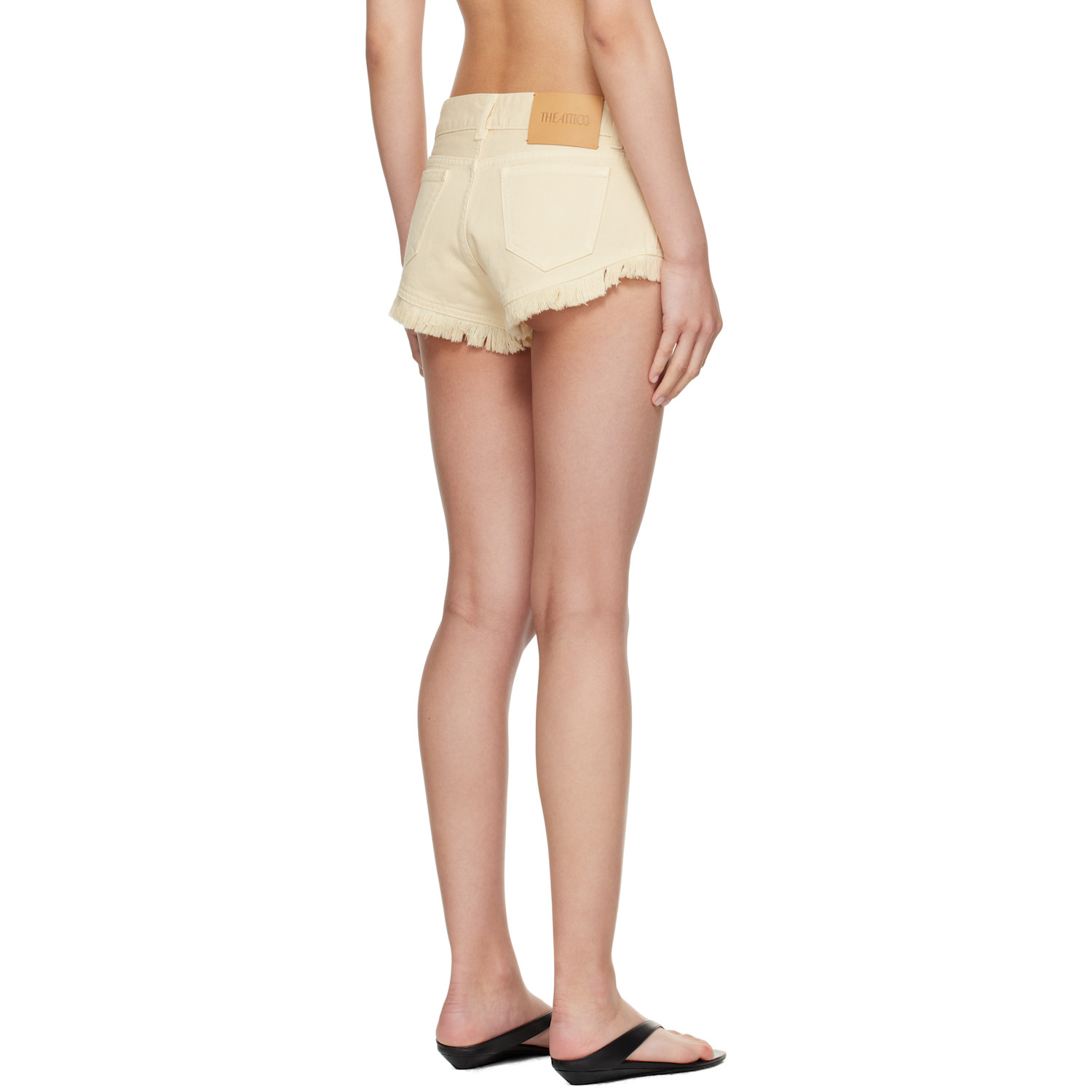  The Attico Off-white Fringed Denim Shorts 