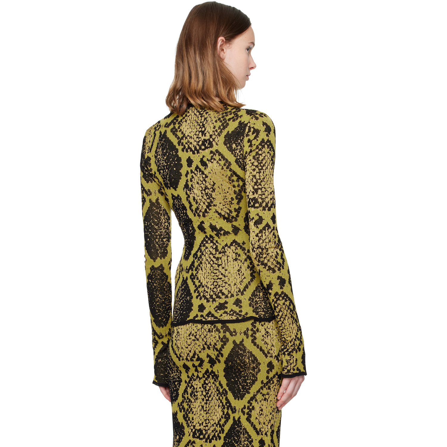  The Attico Yellow & Black Python Jacquard Cardigan 
