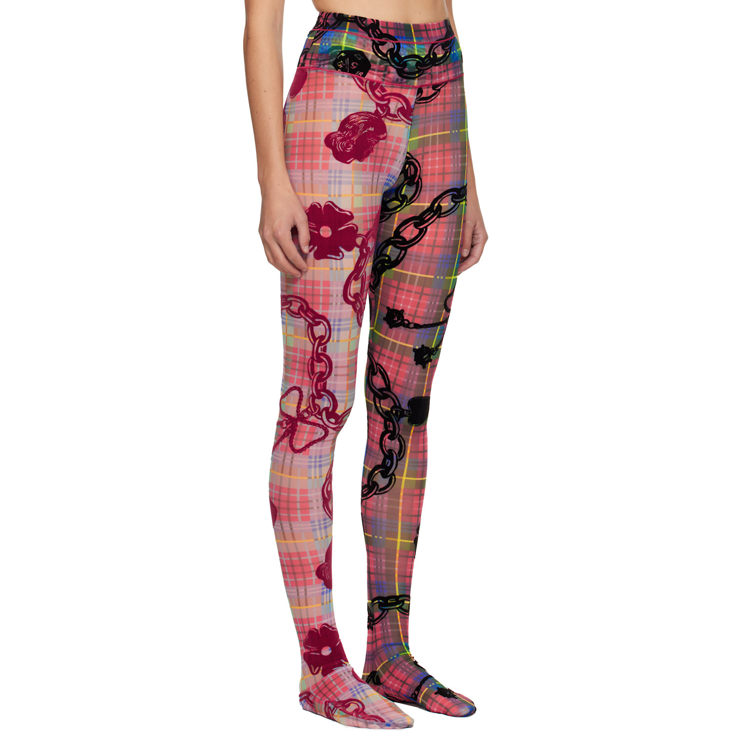  Chopova Lowena Multicolor Tartan Chain Mesh Leggings 