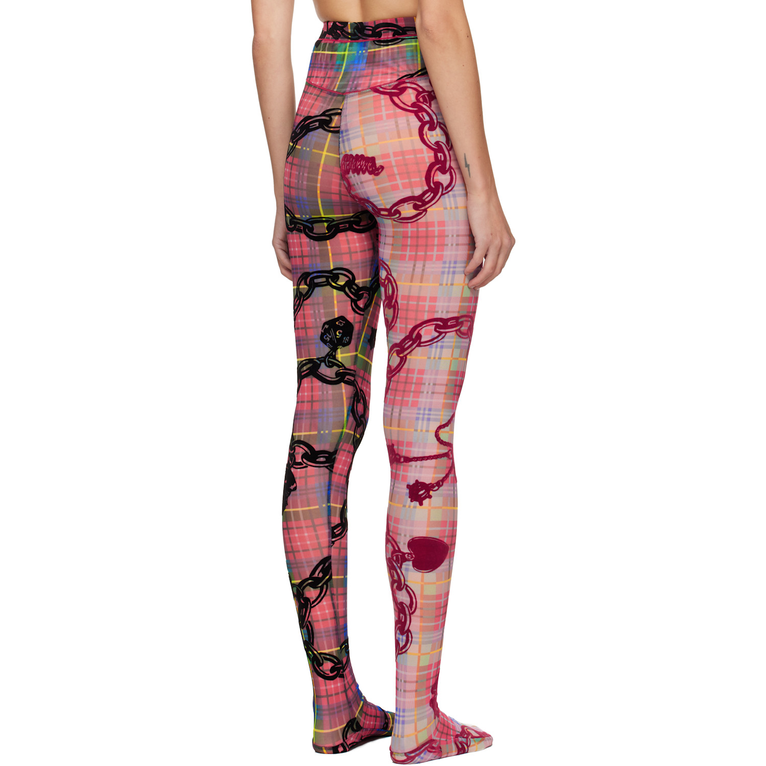  Chopova Lowena Multicolor Tartan Chain Mesh Leggings 