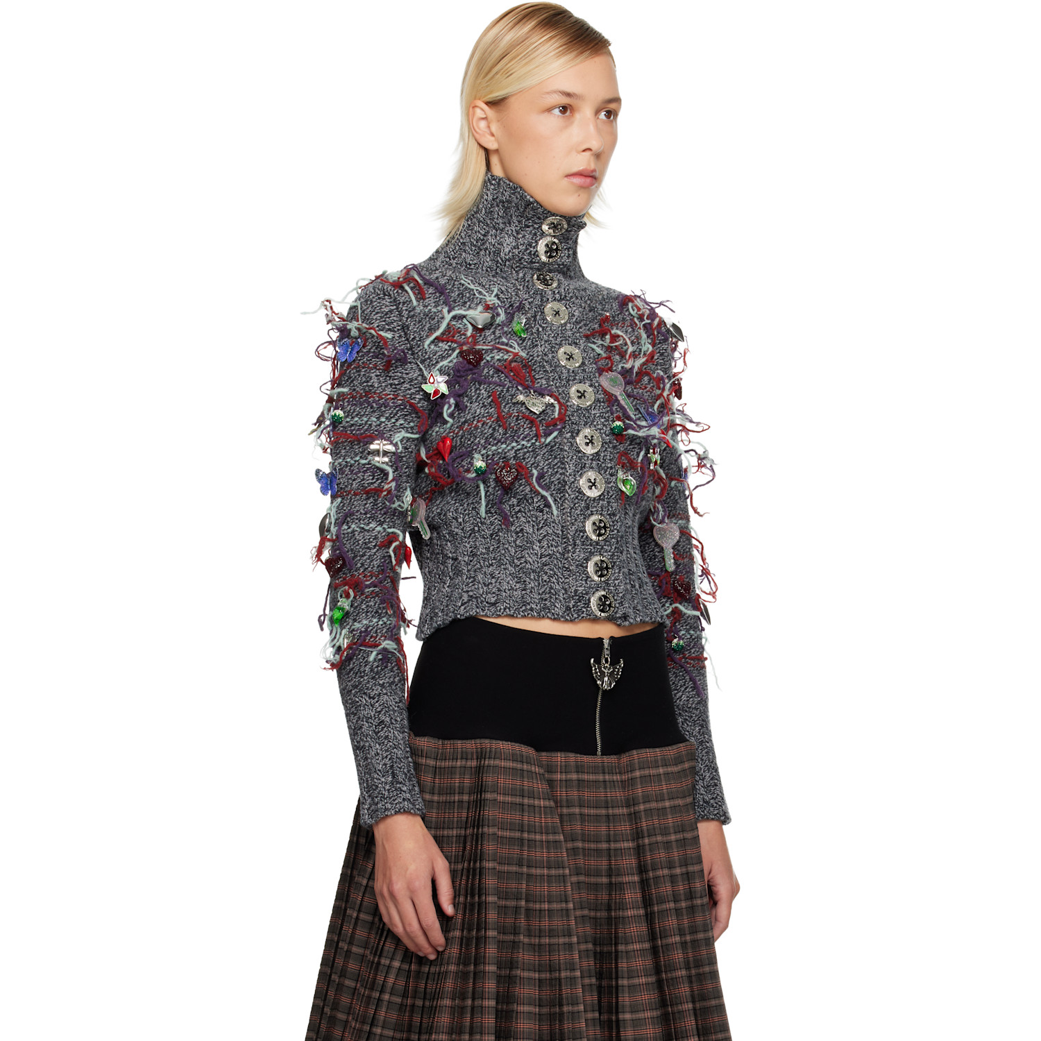 Chopova Lowena Gray Washed Up Cardigan 