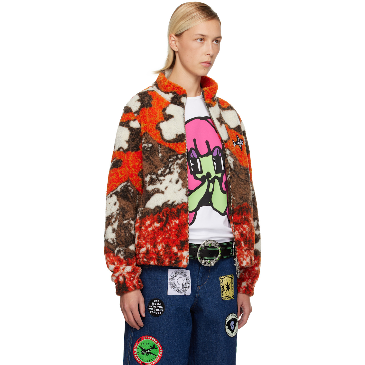  Chopova Lowena Orange Cl Airlines Fleece Jacket 