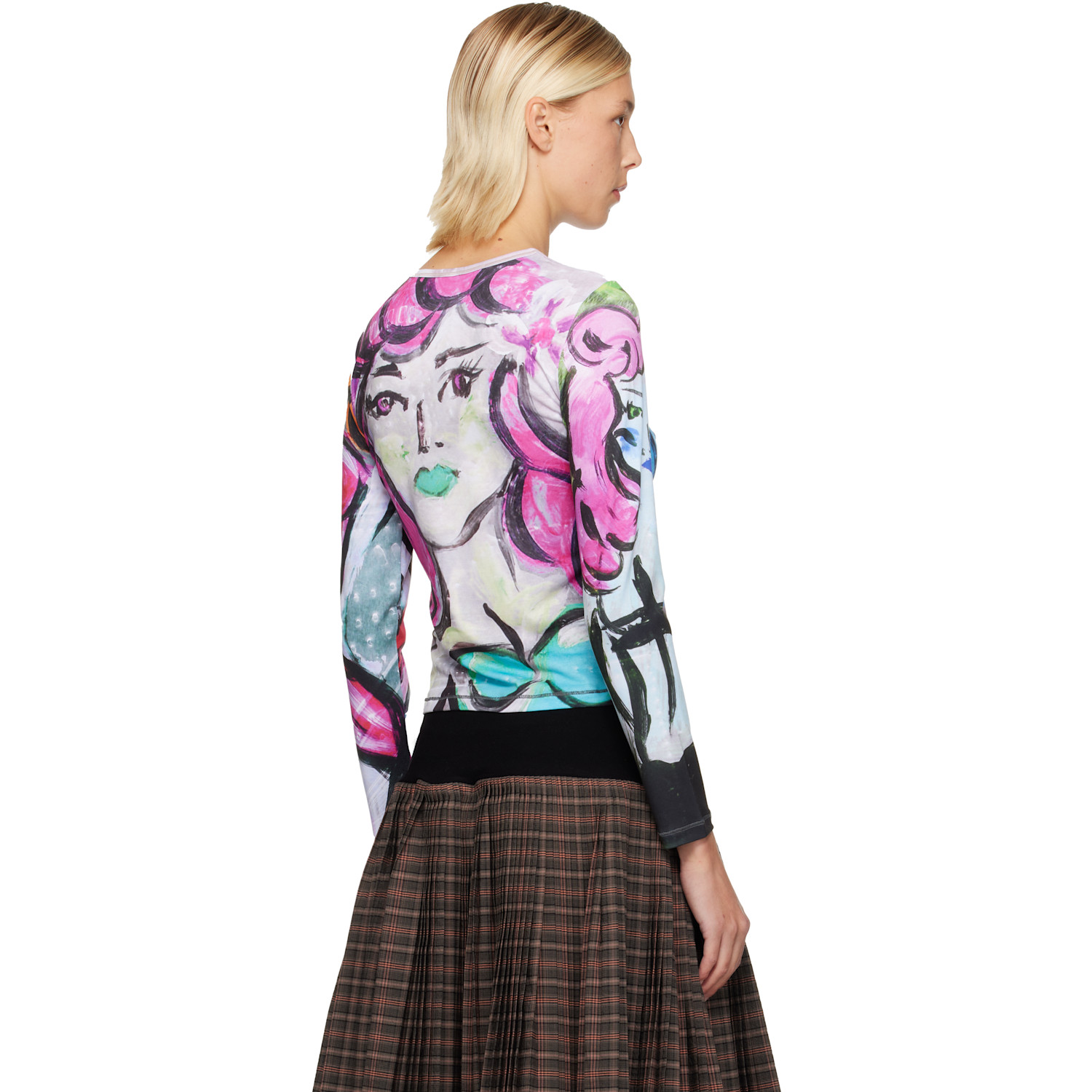  Chopova Lowena Multicolor Painted Pin Up Fitted Jersey T-shirt 