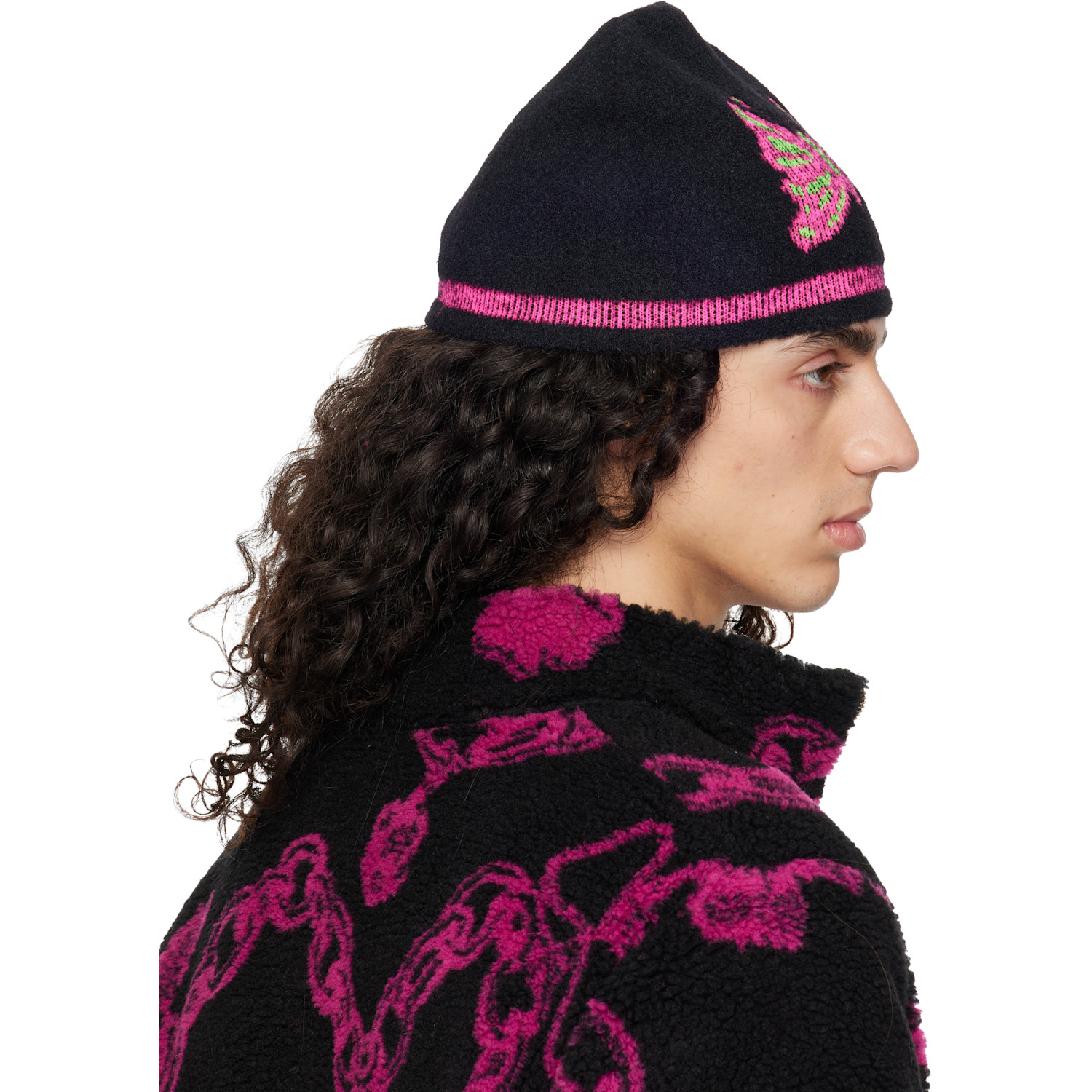  Chopova Lowena Black Cyber Butterfly Beanie 