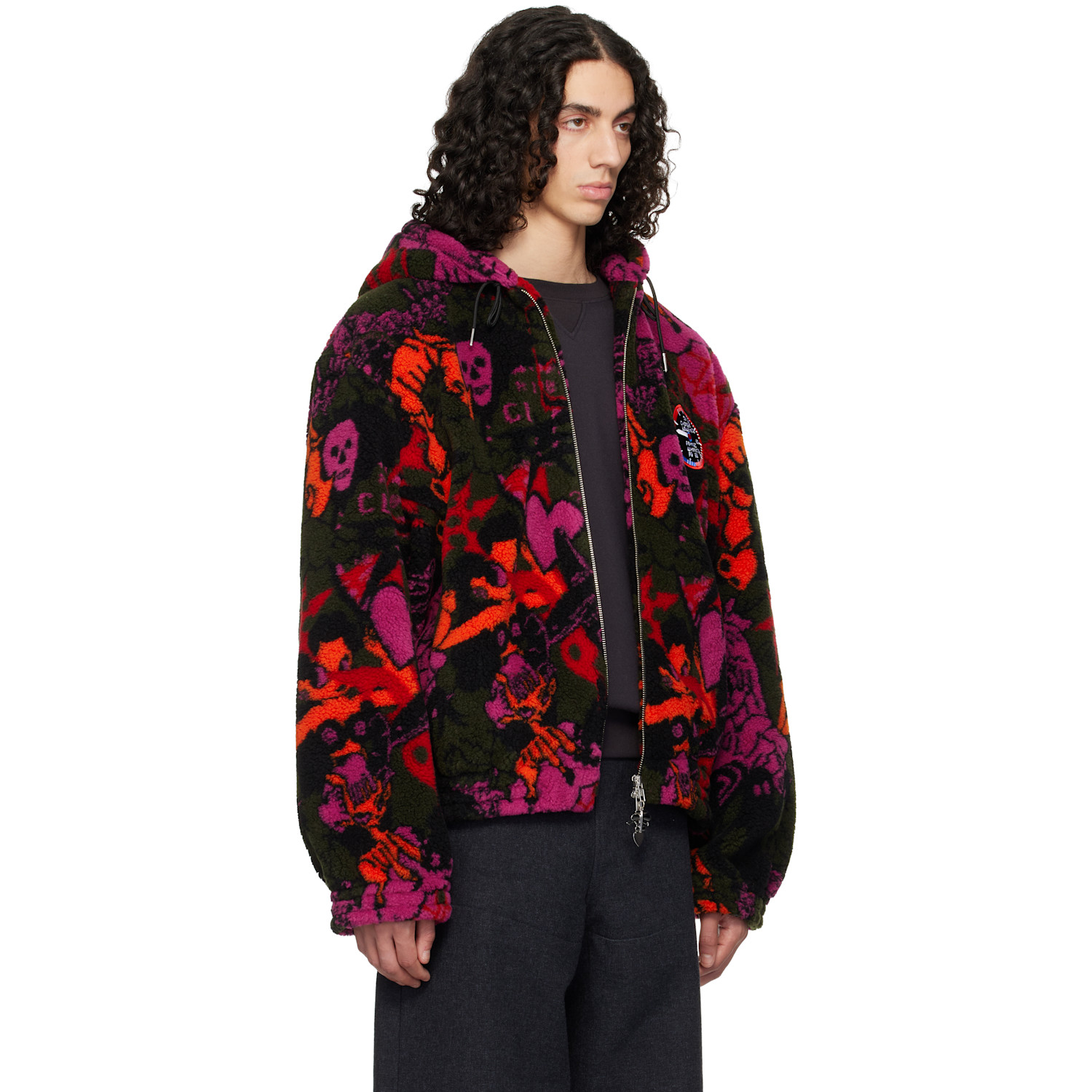  Chopova Lowena Black Engine Party Oversized Hooded Fleece Jacket 