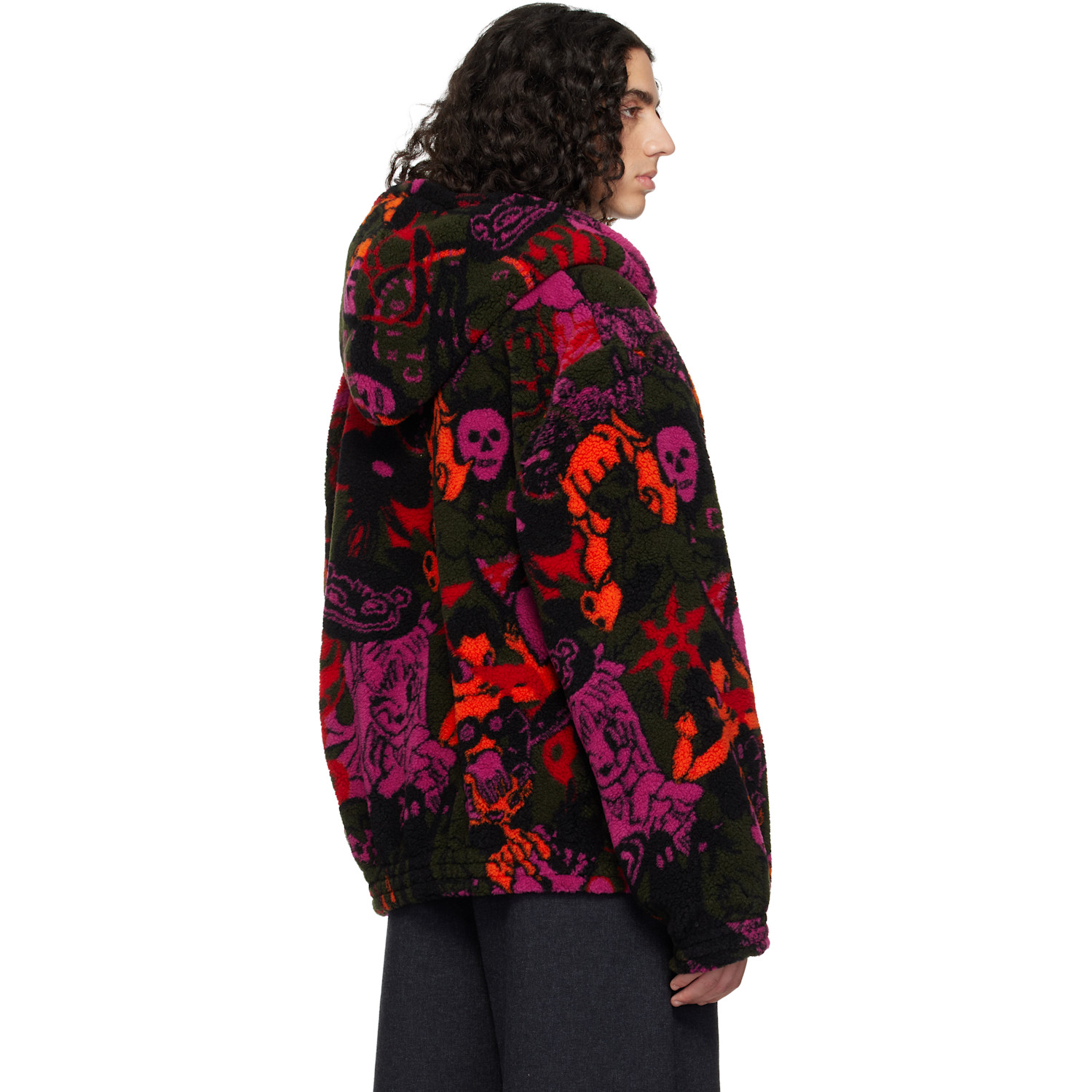  Chopova Lowena Black Engine Party Oversized Hooded Fleece Jacket 