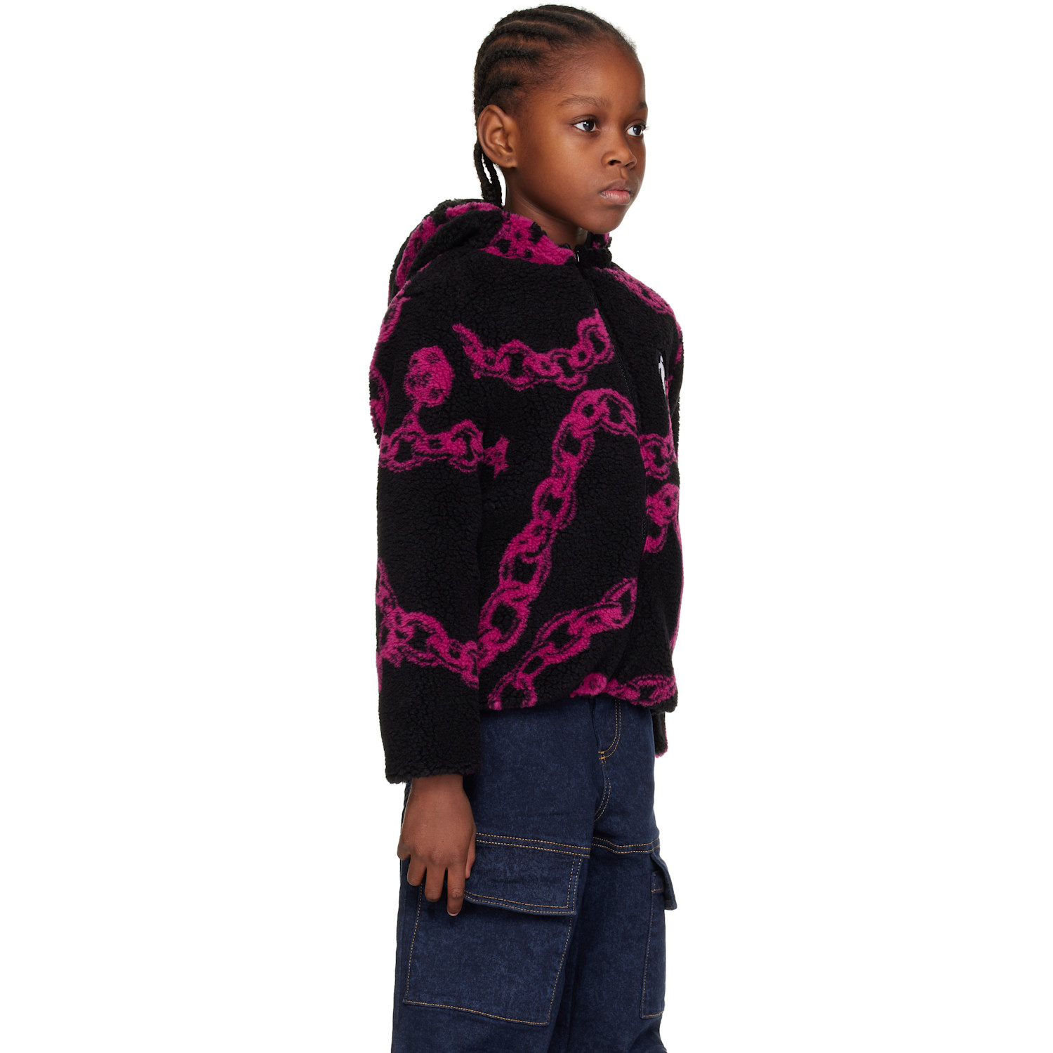  Chopova Lowena Kids Black & Pink Charm Party Fleece Jacket 