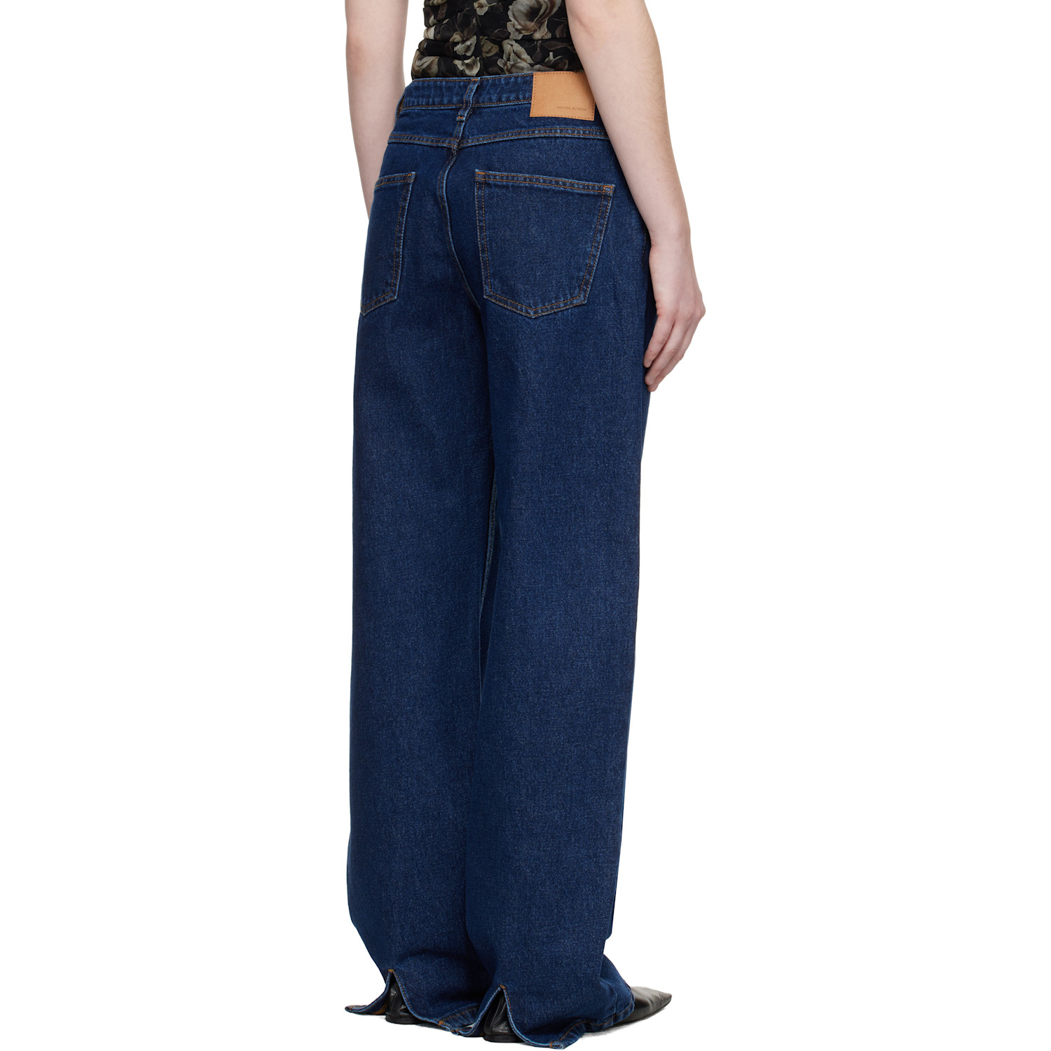  Magda Butrym Navy Loose-leg Faded Jeans 