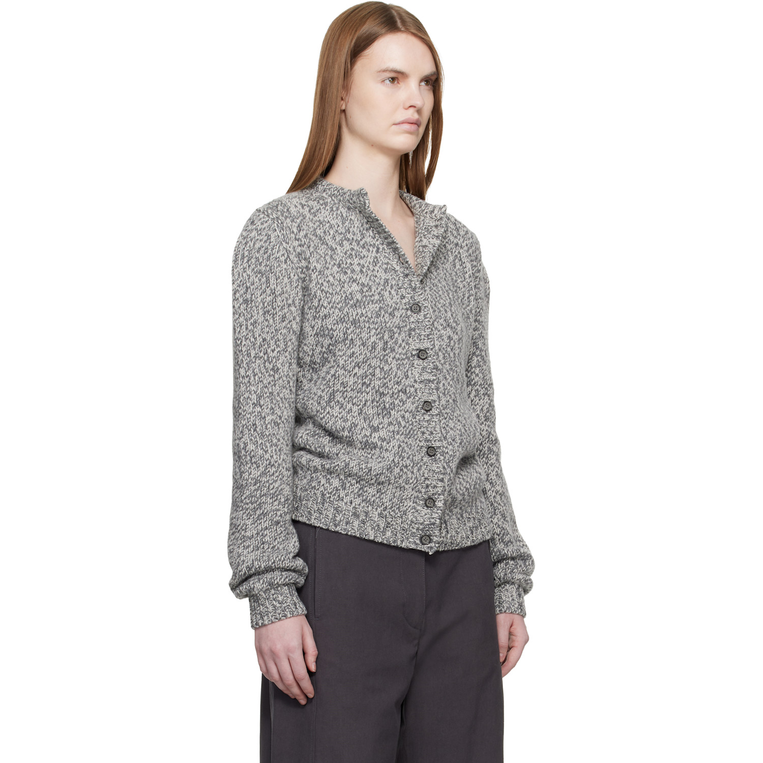  Magda Butrym Gray Classic Marled Cardigan 