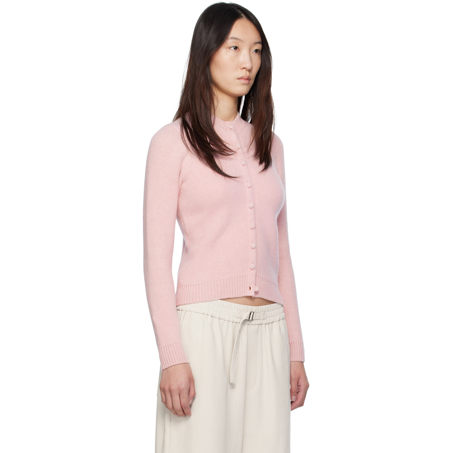 Magda Butrym Pink Classic Round-neck Cardigan 