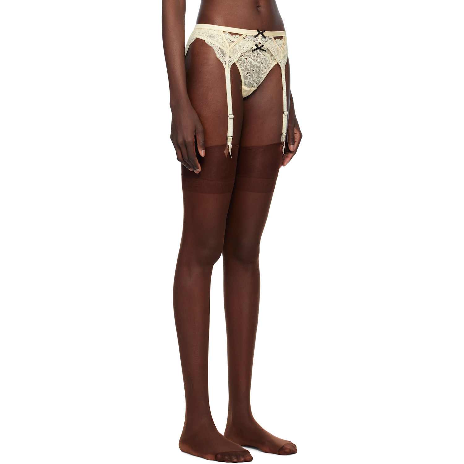  Fleur Du Mal Yellow Bianca Lace Garter Belt 