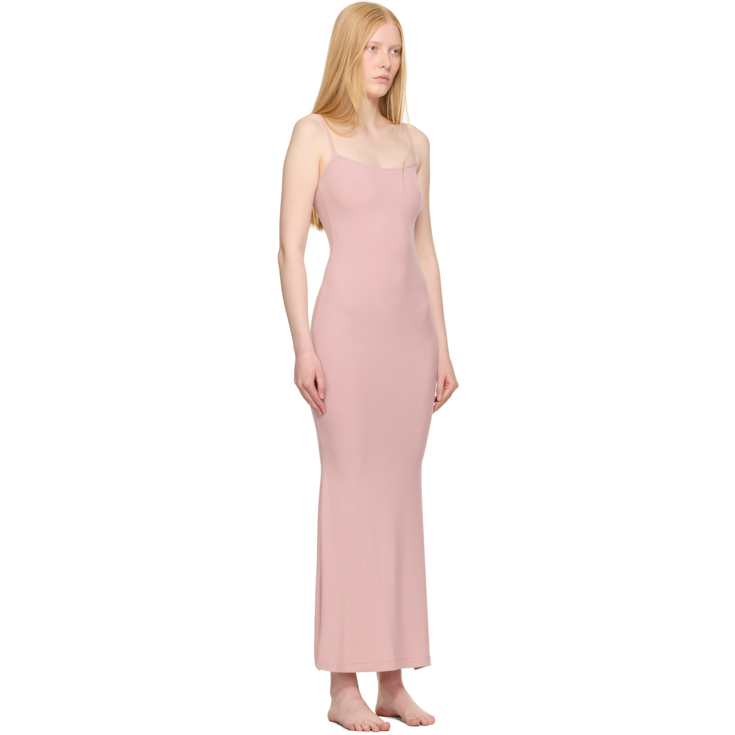  Skims Pink Soft Lounge Long Slip Maxi Dress 
