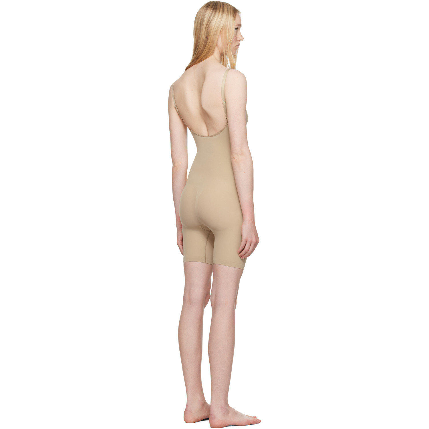  Skims Beige Seamless Sculpt Mid Thigh Bodysuit 