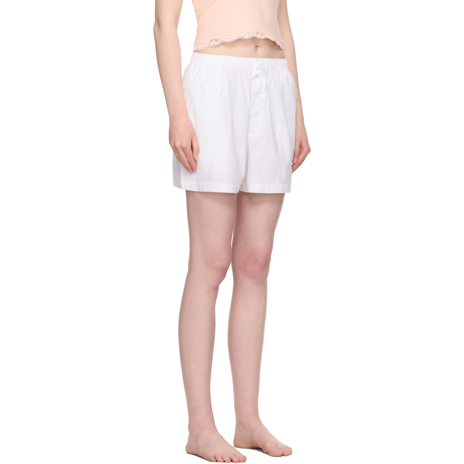  Skims White Cotton Poplin Boxer Pyjama Shorts 
