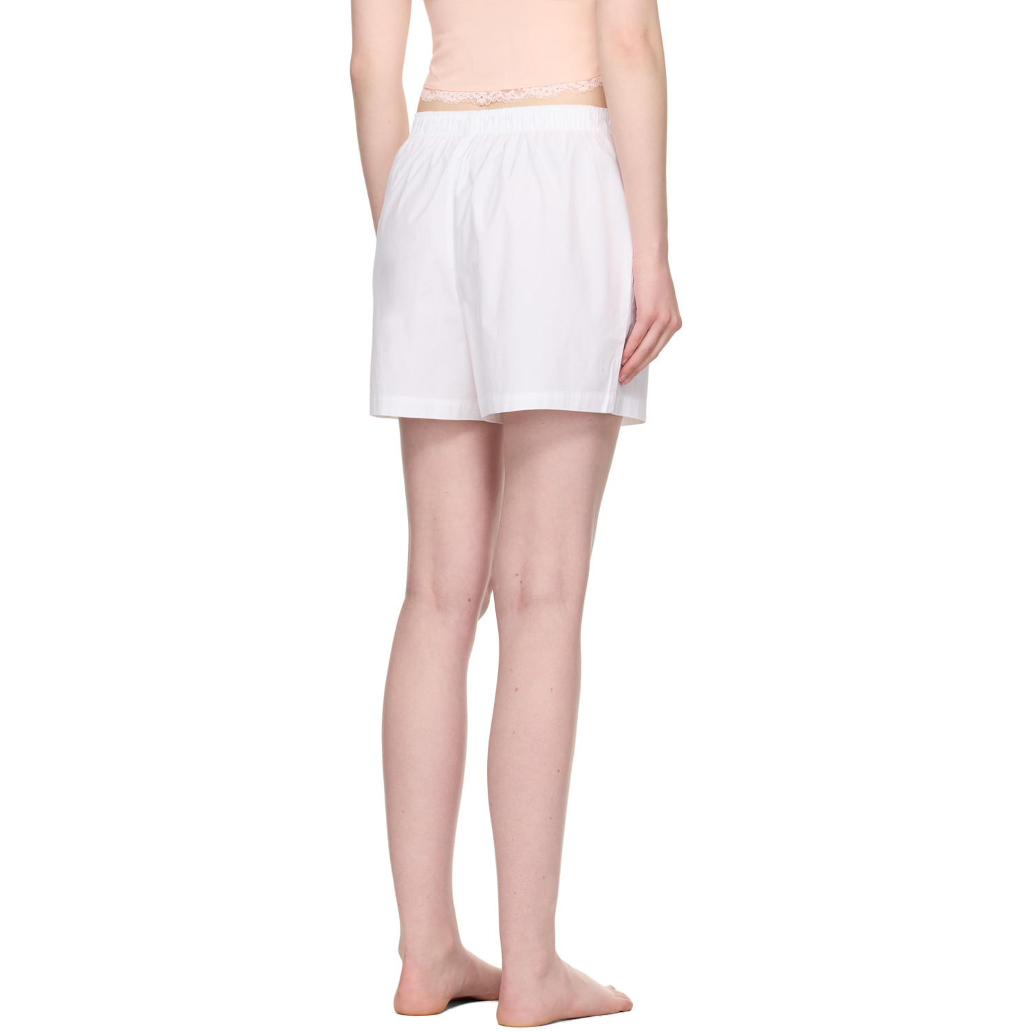  Skims White Cotton Poplin Boxer Pyjama Shorts 
