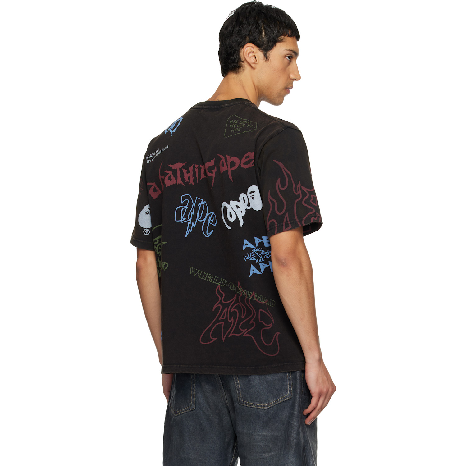  Bape Black Overall Print Relaxed Fit T-shirt 