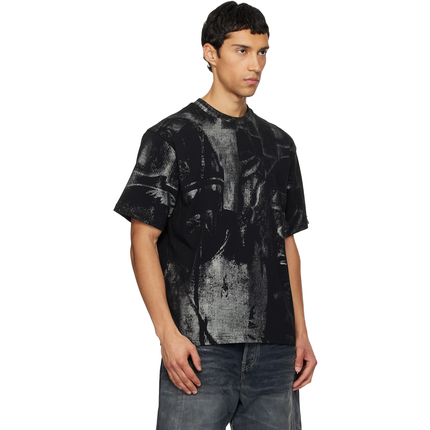  Bape Black Metallic Coated Overall Print T-shirt 