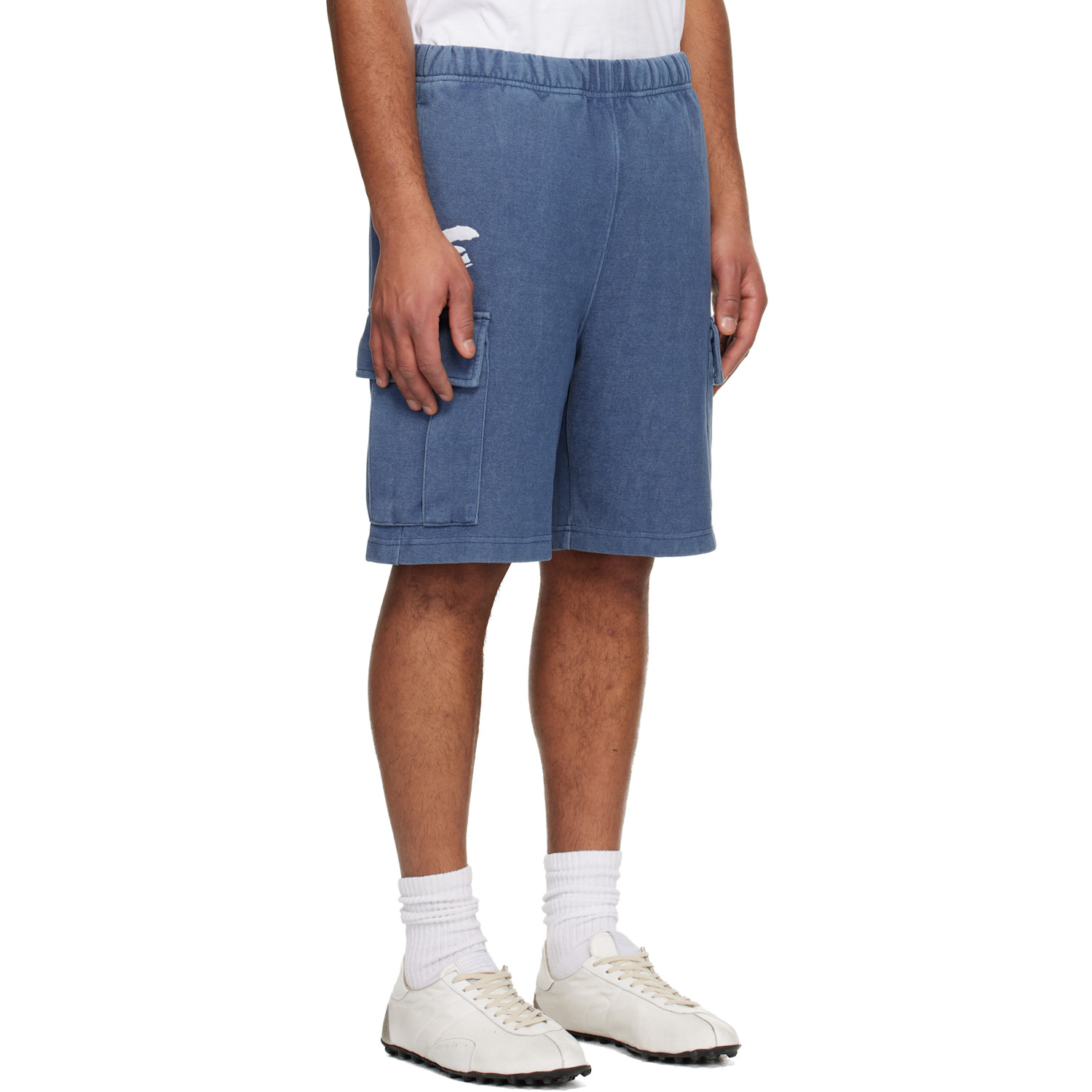  Aape By A Bathing Ape Blue Moonface Logo Cargo Sweat Shorts 