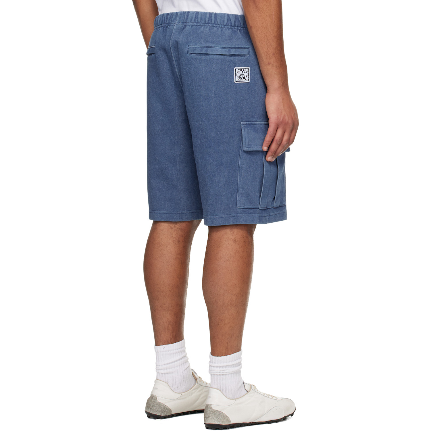  Aape By A Bathing Ape Blue Moonface Logo Cargo Sweat Shorts 