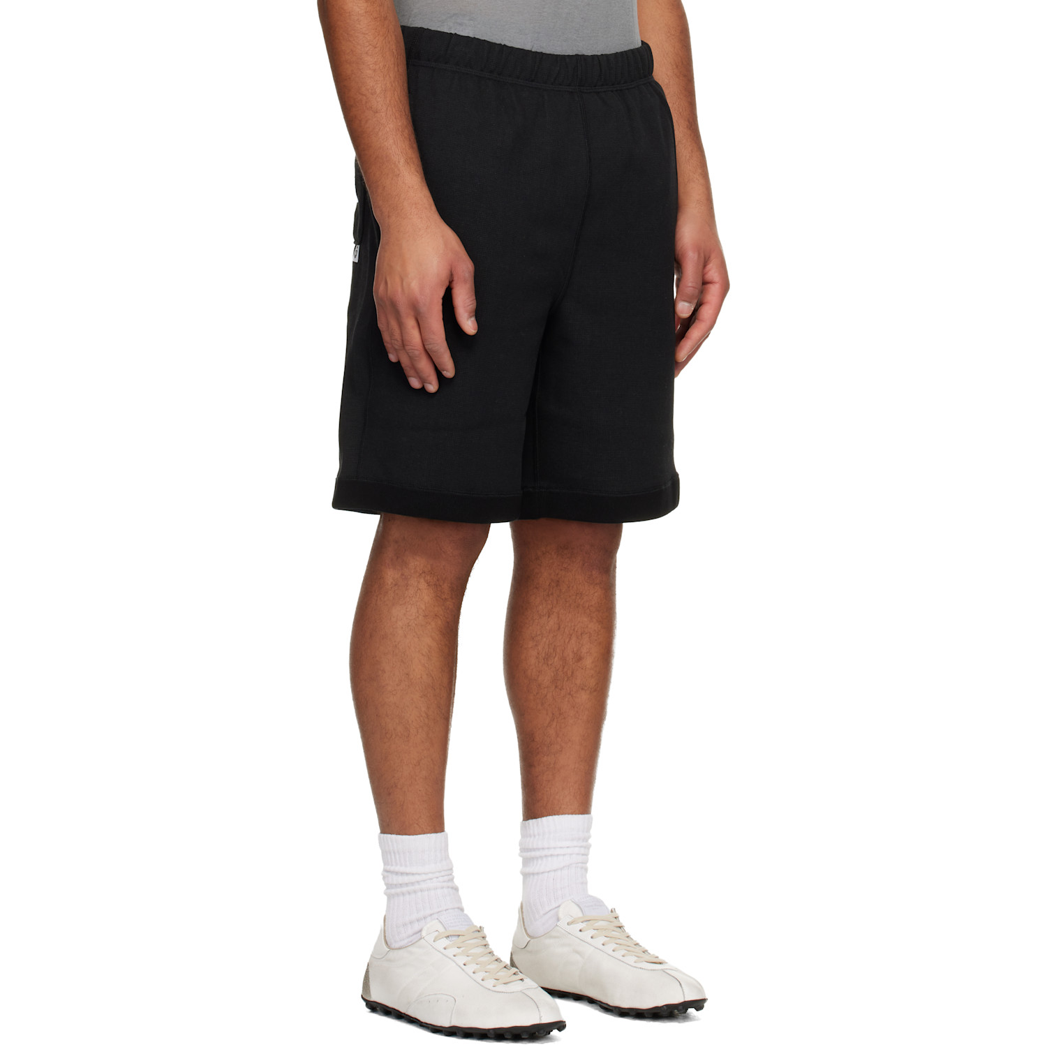 Aape By A Bathing Ape Black Reversible Moonface Logo Sweat Shorts 