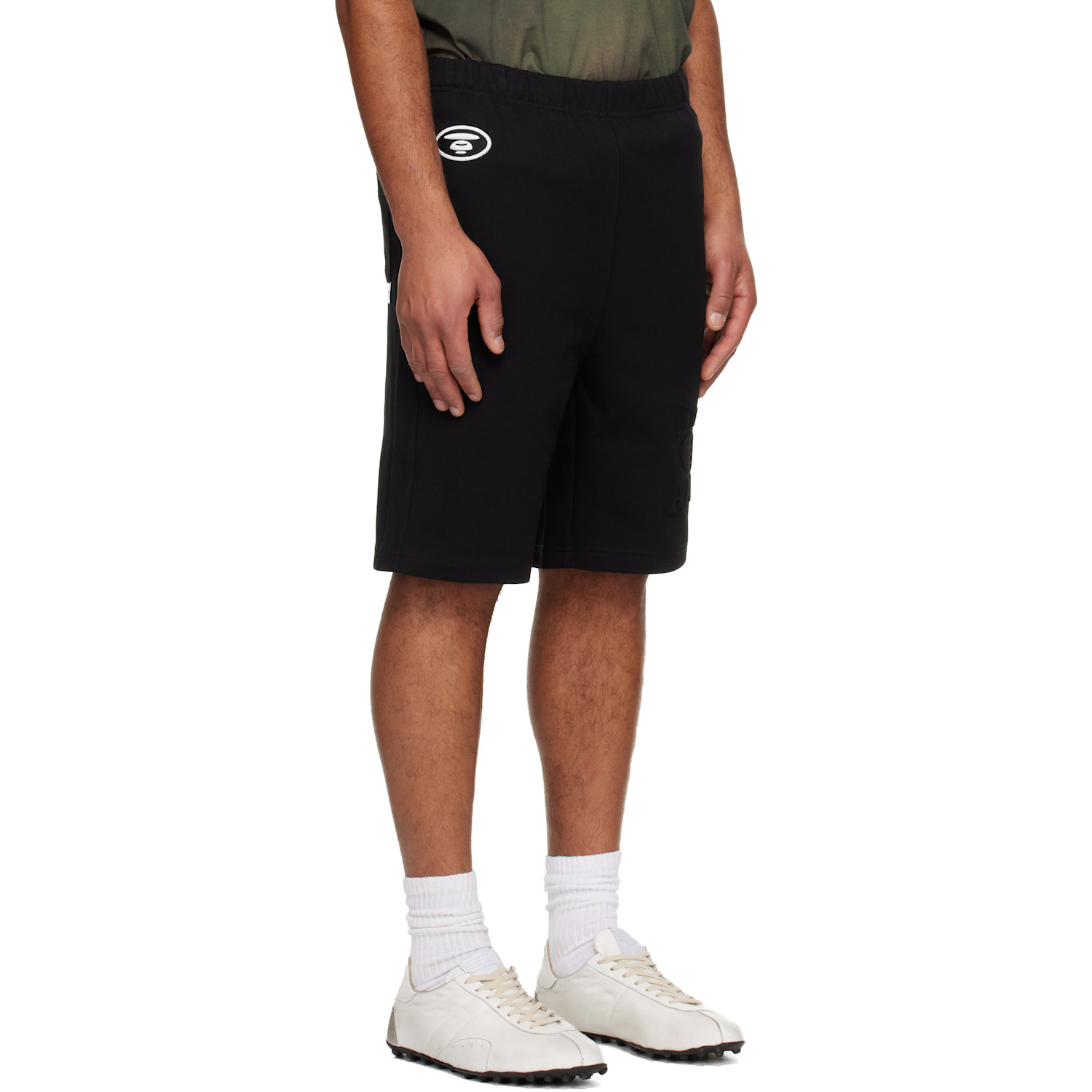  Aape By A Bathing Ape Black 'aapeunvs' Moonface Logo Sweat Shorts 