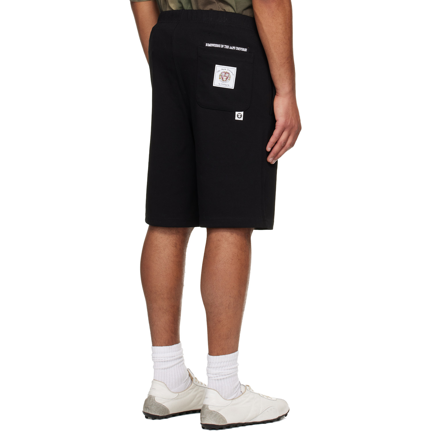  Aape By A Bathing Ape Black 'aapeunvs' Moonface Logo Sweat Shorts 