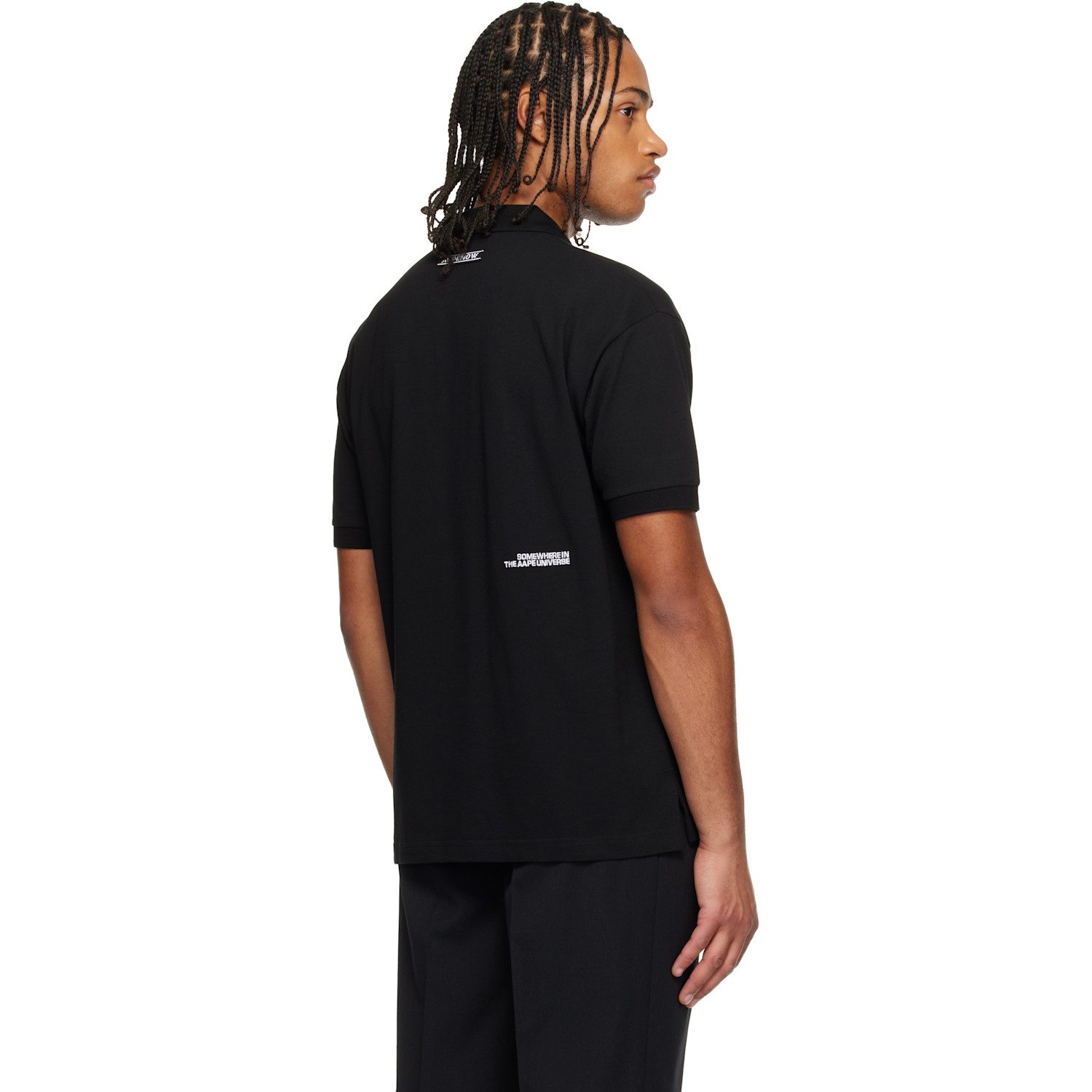  Aape By A Bathing Ape Black 'aapenow' Moonface Logo Polo 