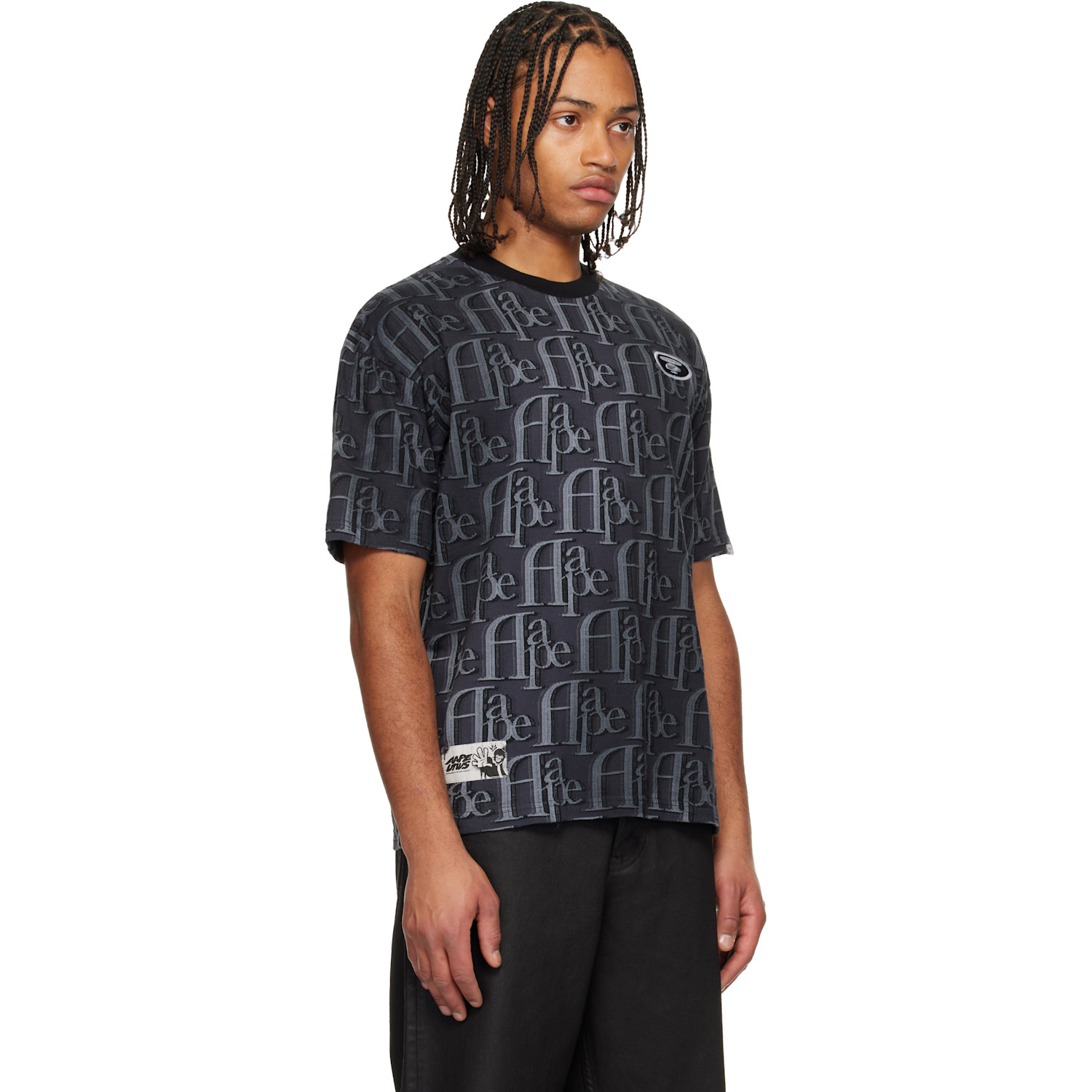  Aape By A Bathing Ape Black Moonface Logo Monogram T-shirt 