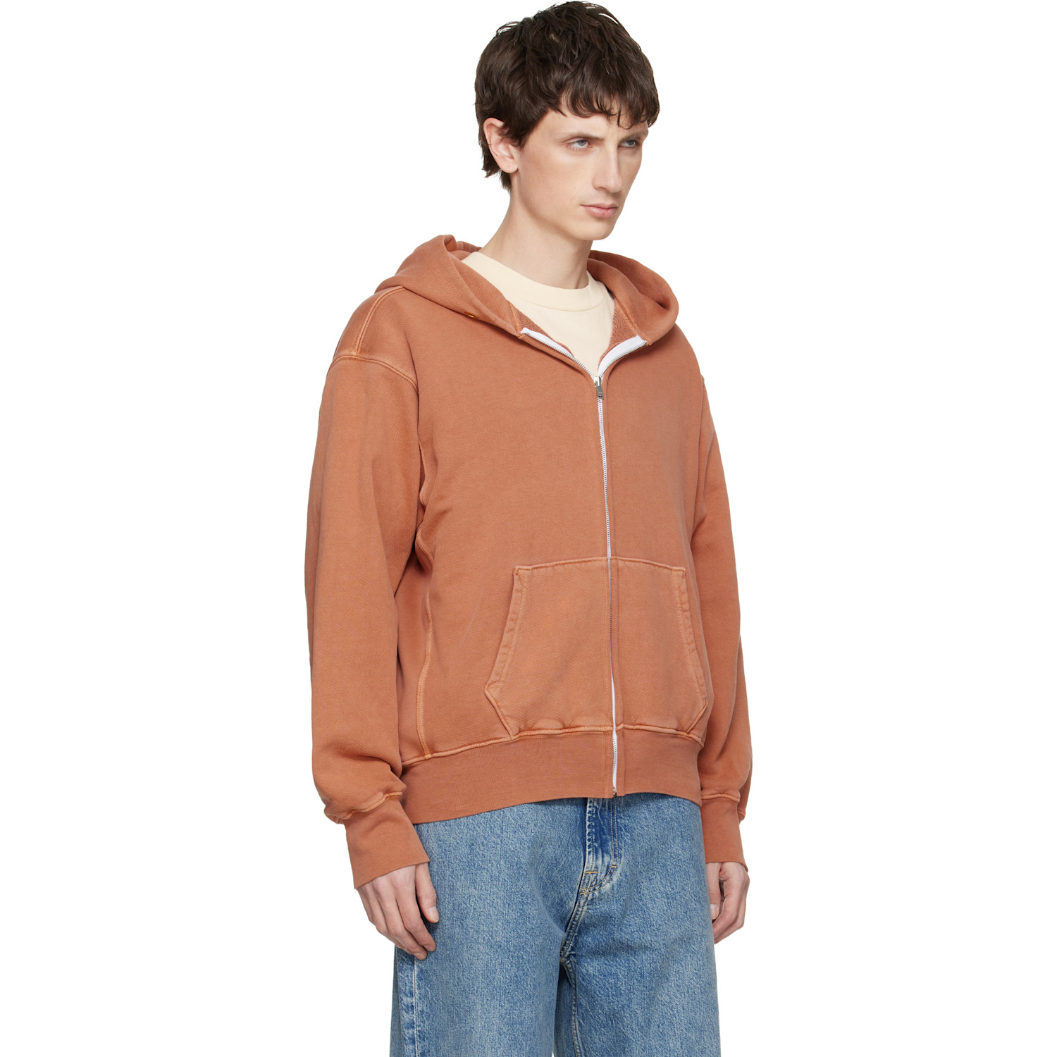  Les Tien Orange Heavyweight Zip Hoodie 