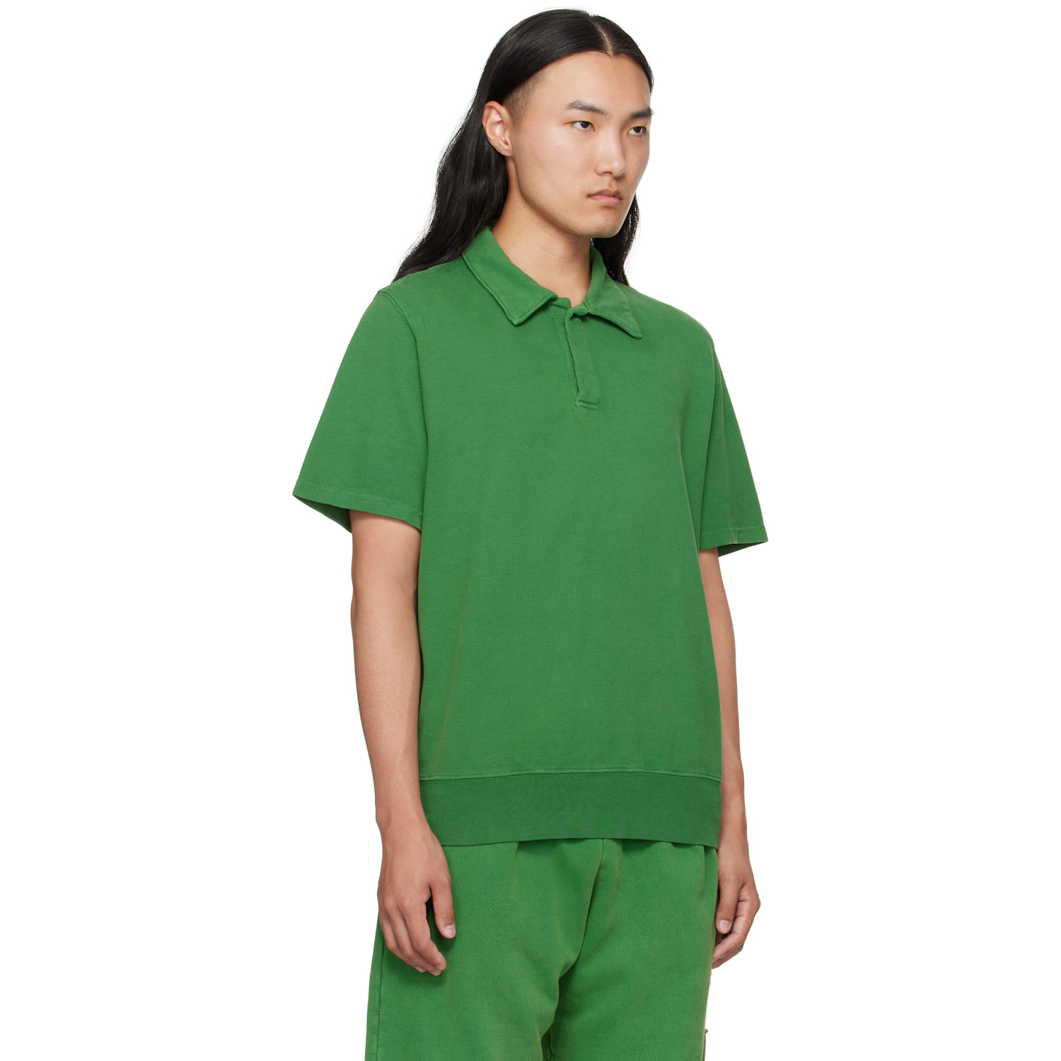  Les Tien Green Piqué S/s Banded Tennis Polo 