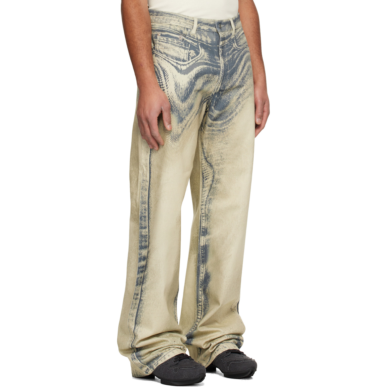  Camperlab Beige Distorted Print Jeans 