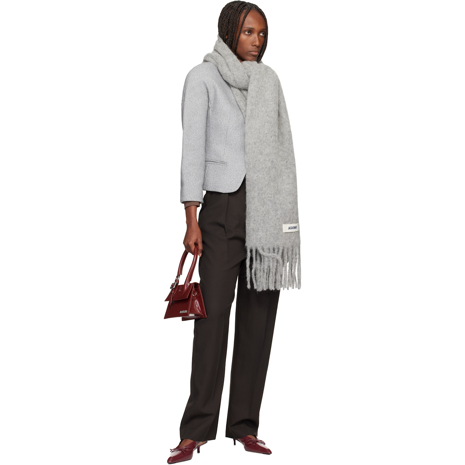  Jacquemus Gray 'the Carro' Scarf 