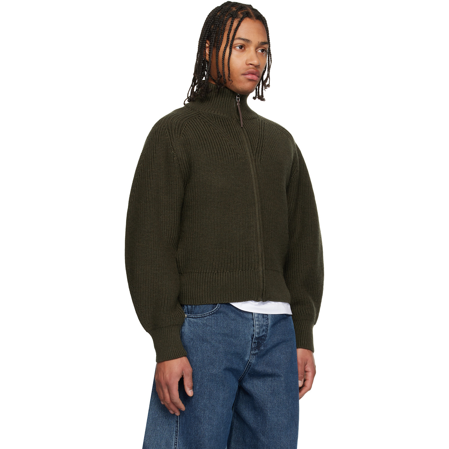  Jacquemus Green 'le Cardigan Zippe Merino' Track Jacket 