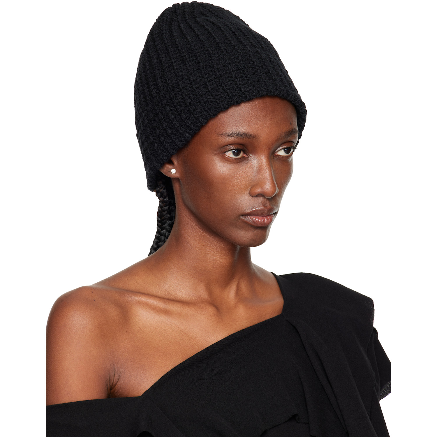  Yohji Yamamoto Black Cardigan Stitch Knit Beanie 