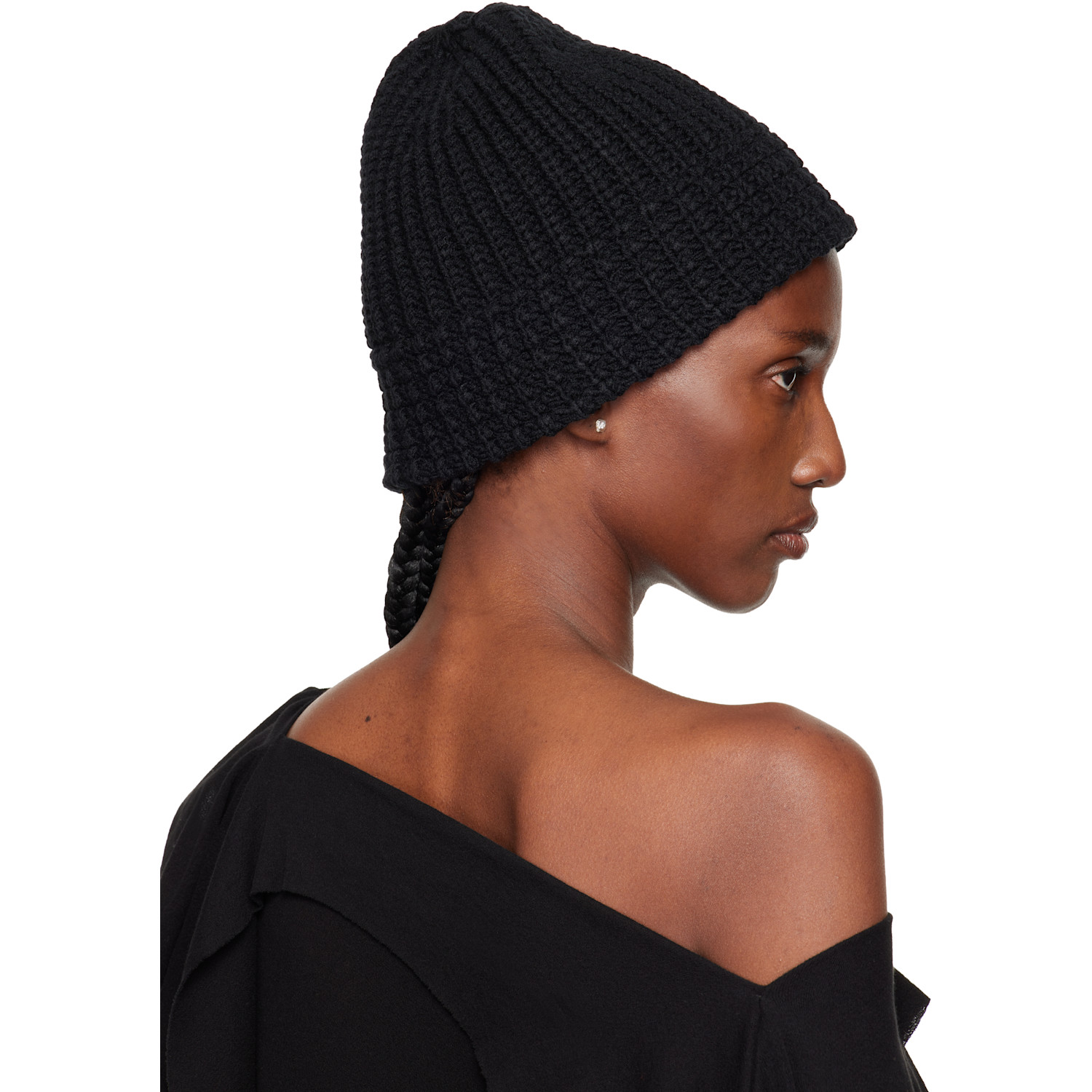  Yohji Yamamoto Black Cardigan Stitch Knit Beanie 