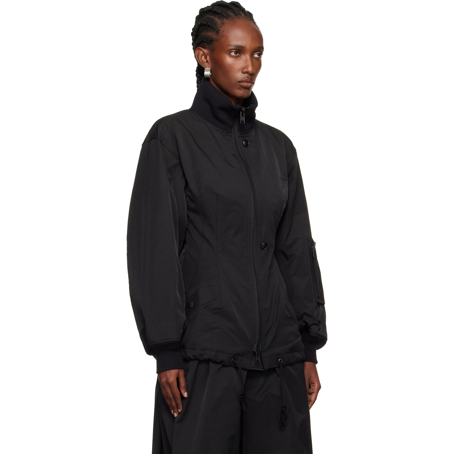  Yohji Yamamoto Black Twill Darts Bomber Jacket 