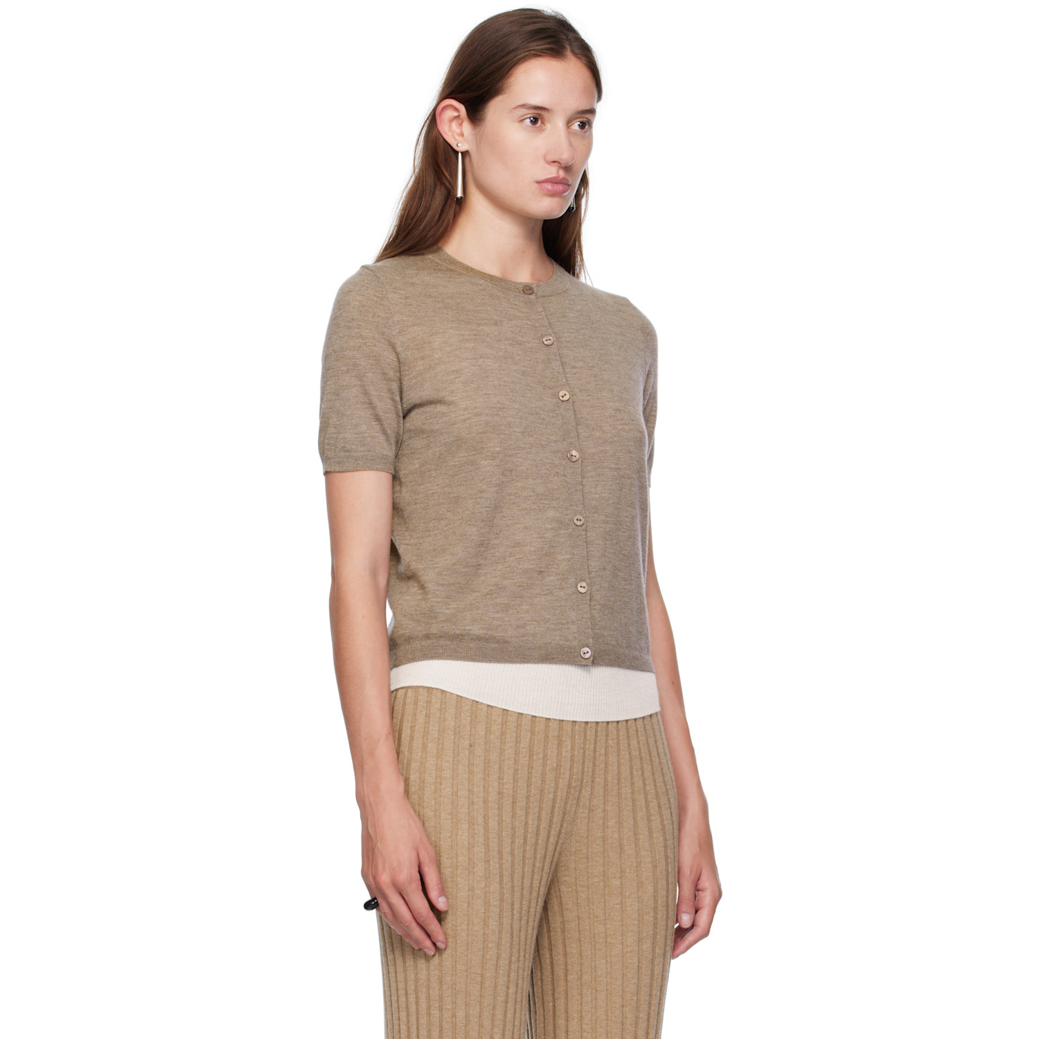  Lisa Yang Taupe Cashmere Cardigan 
