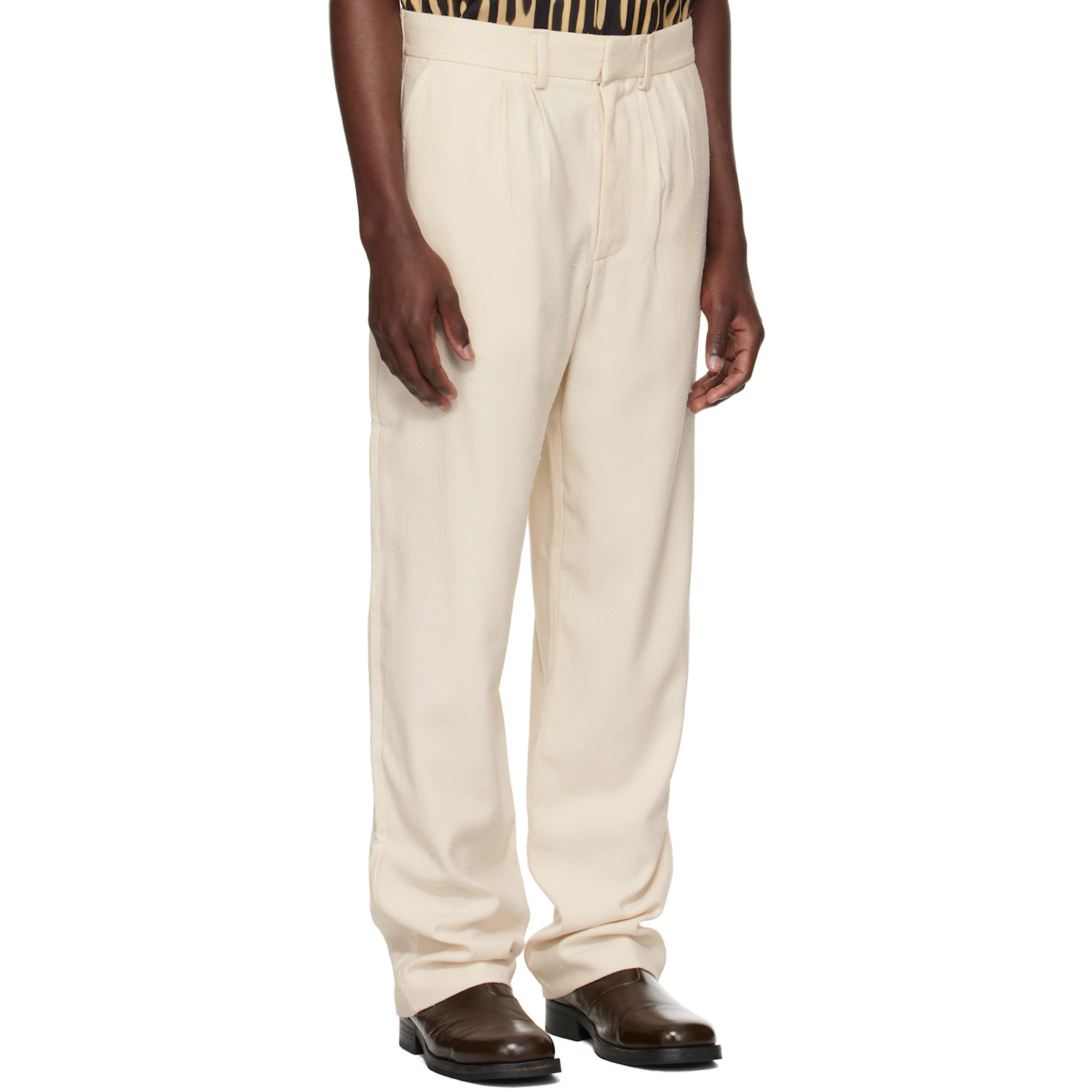  Commas Off-white Textured Tailored Trousers 