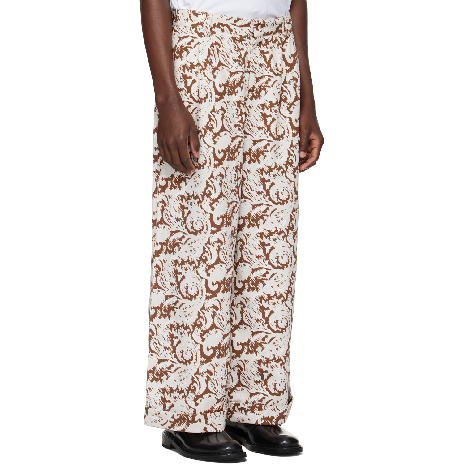  Commas Gray & Brown Paisley Print Trousers 