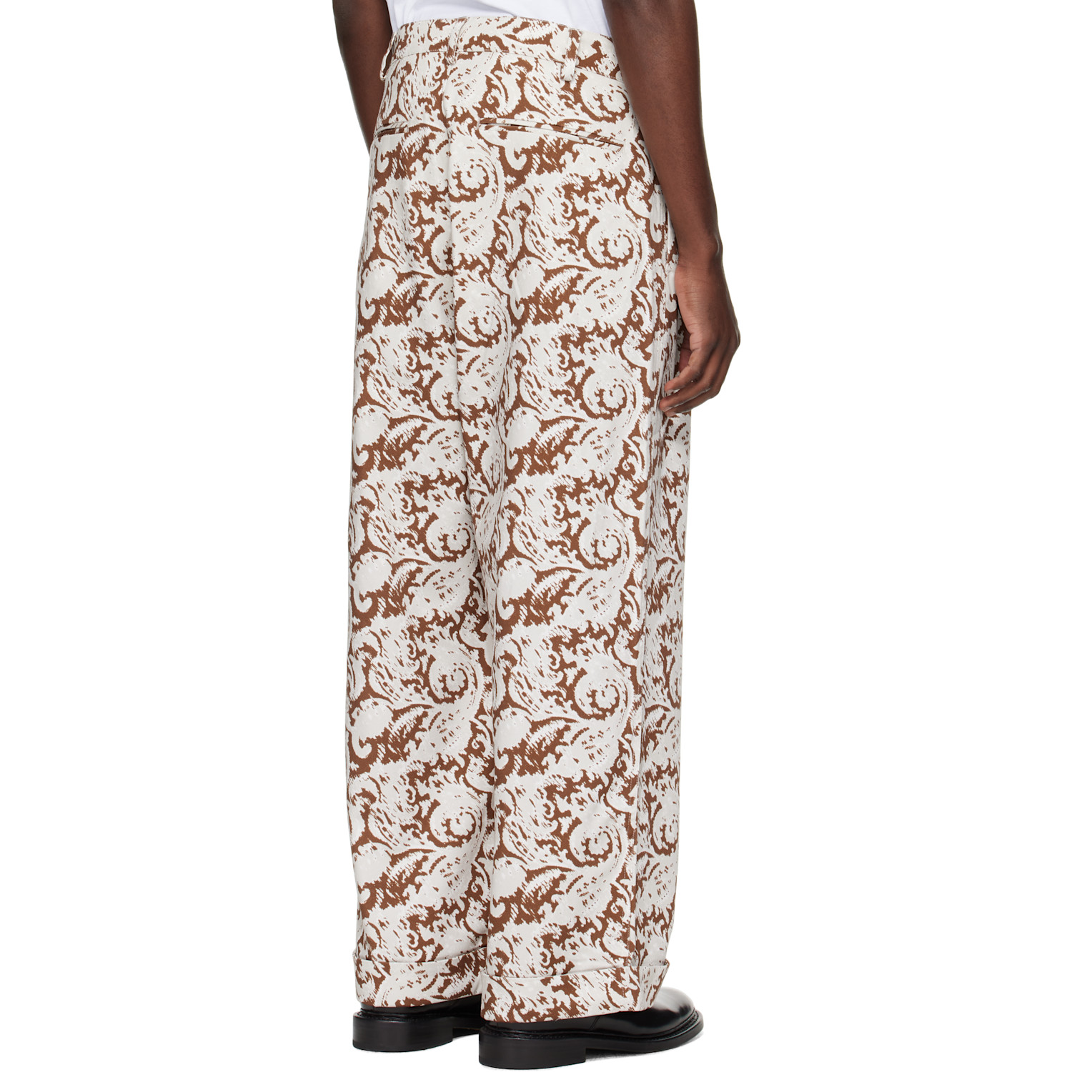  Commas Gray & Brown Paisley Print Trousers 