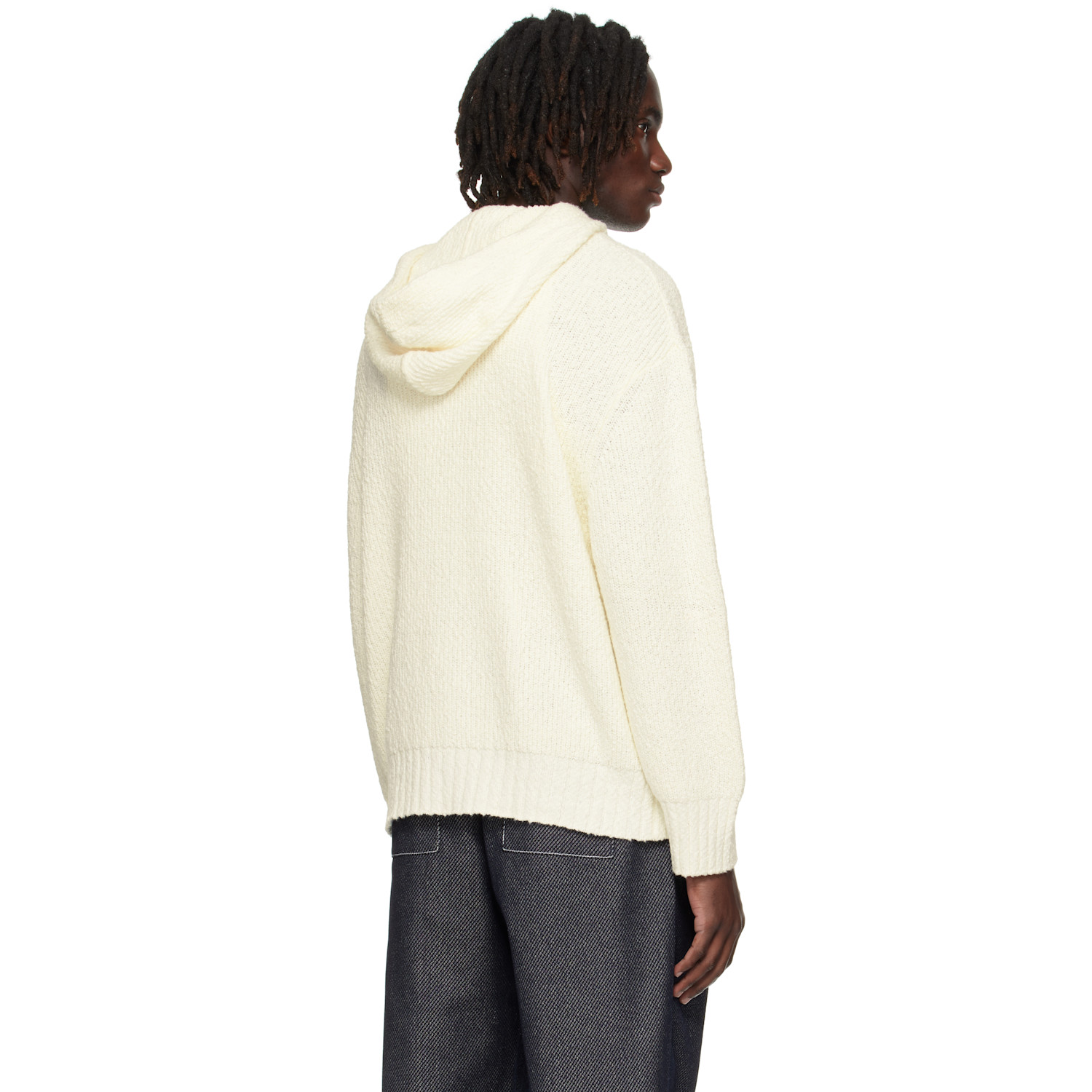  Commas Off-white Relaxed Knit Hoodie 