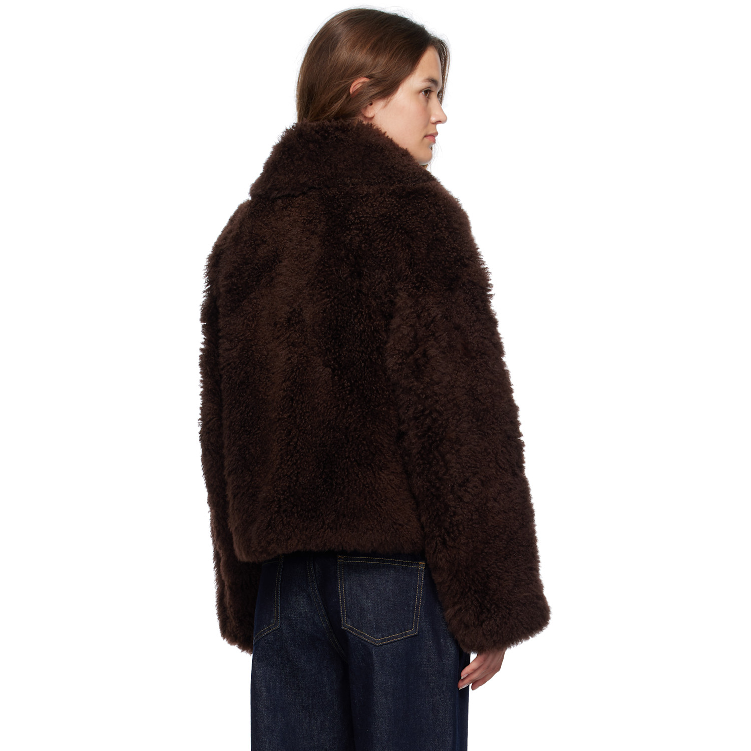  Yves Salomon Brown Long Hair Jacket 