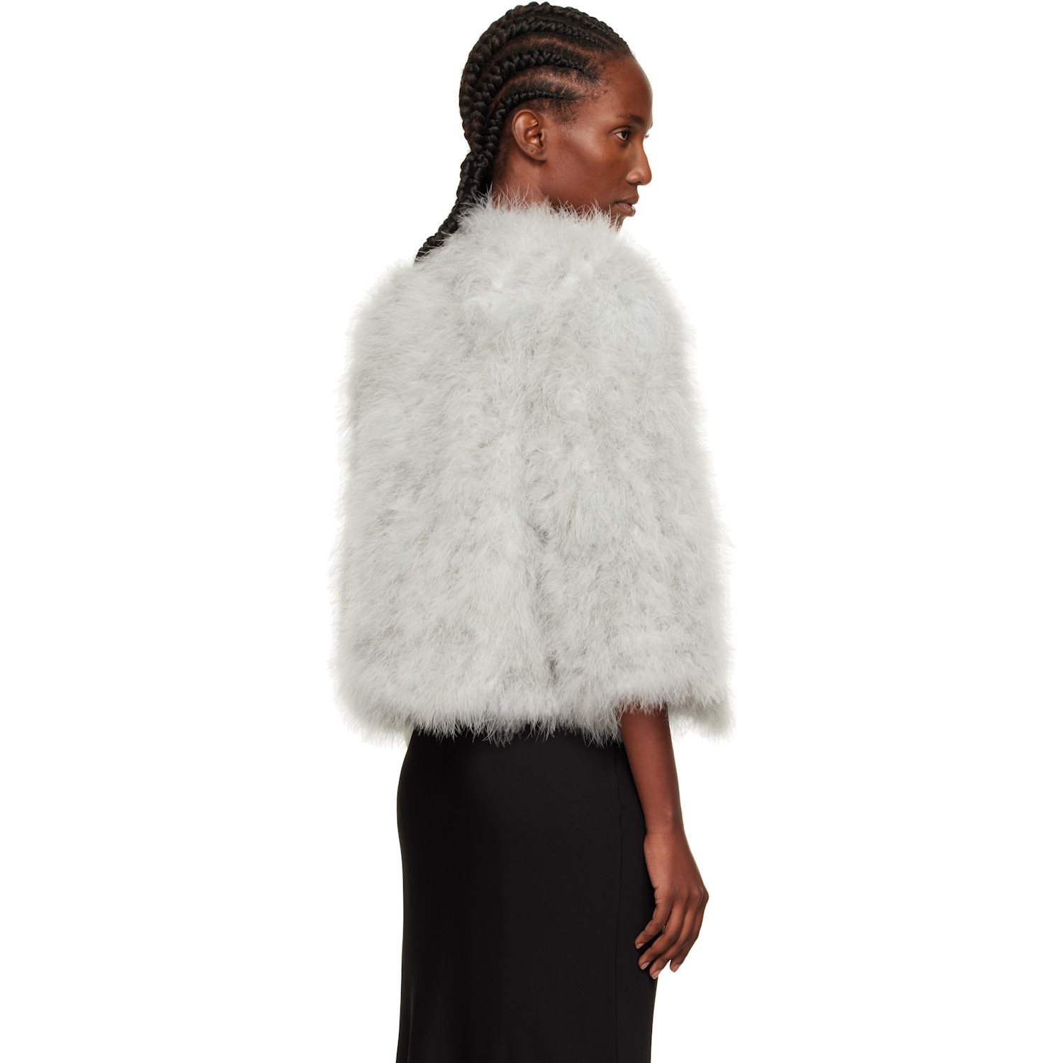  Yves Salomon Blue Short Feather Jacket 