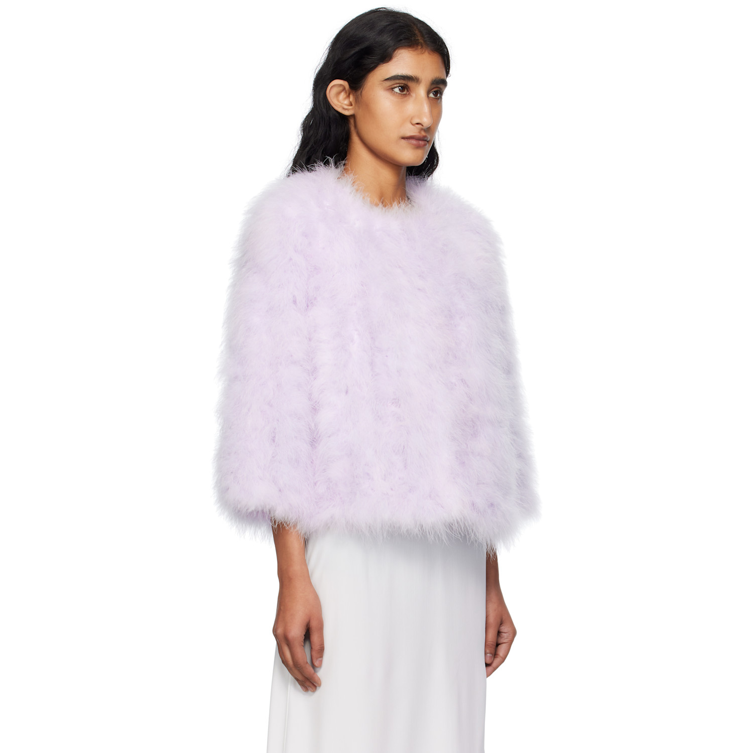  Yves Salomon Pink Short Feather Jacket 