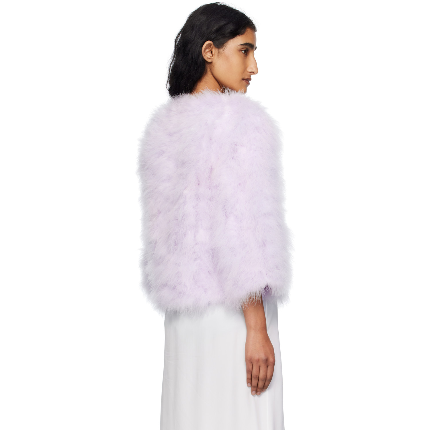  Yves Salomon Pink Short Feather Jacket 