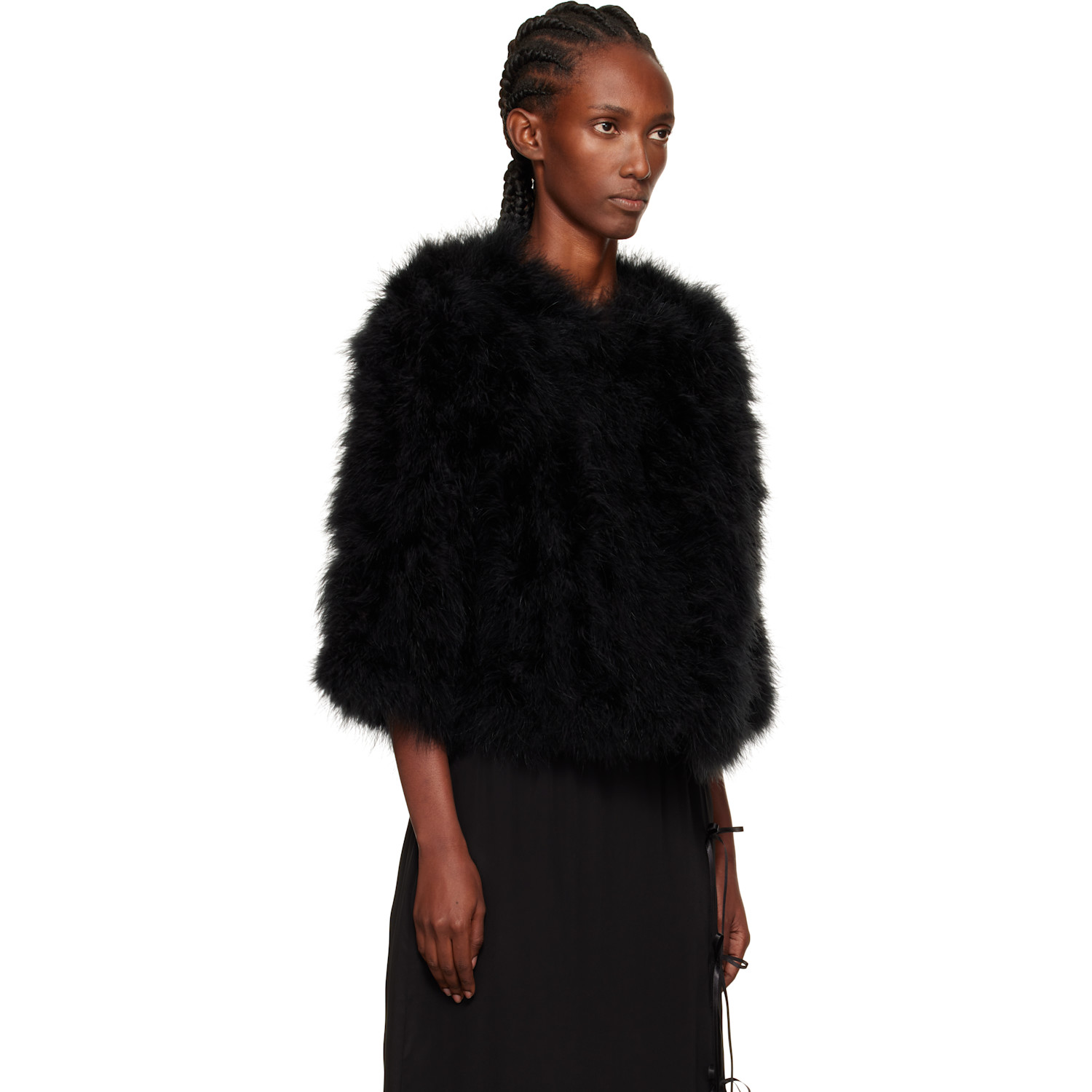  Yves Salomon Black Short Feather Jacket 