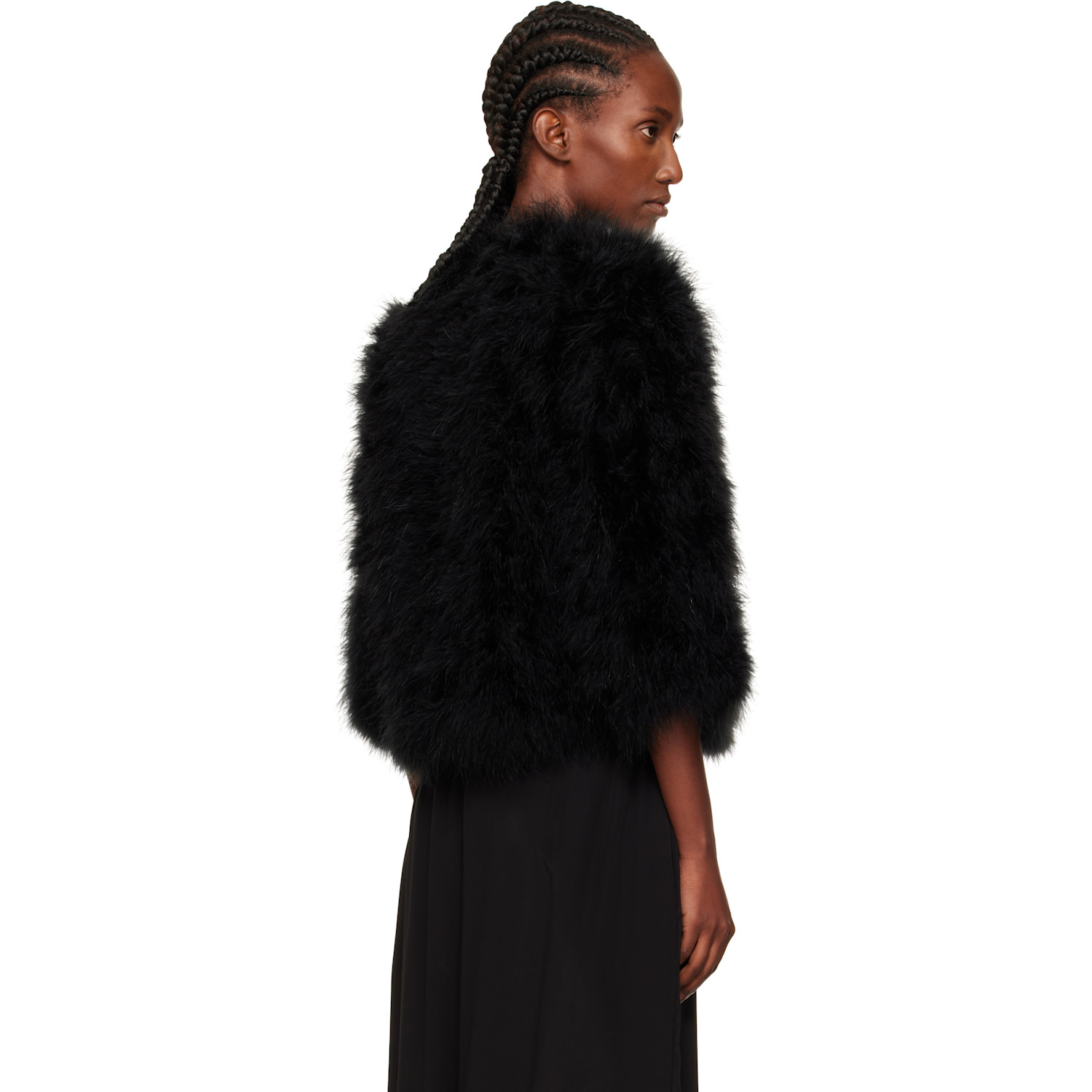  Yves Salomon Black Short Feather Jacket 