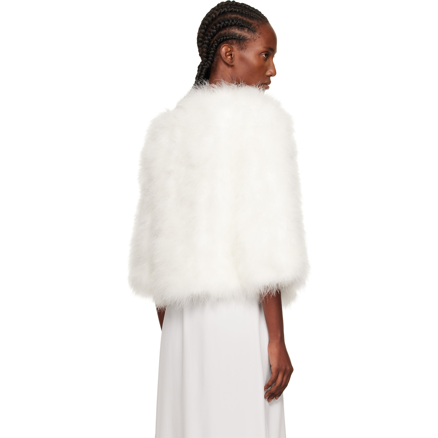  Yves Salomon White Short Feather Jacket 