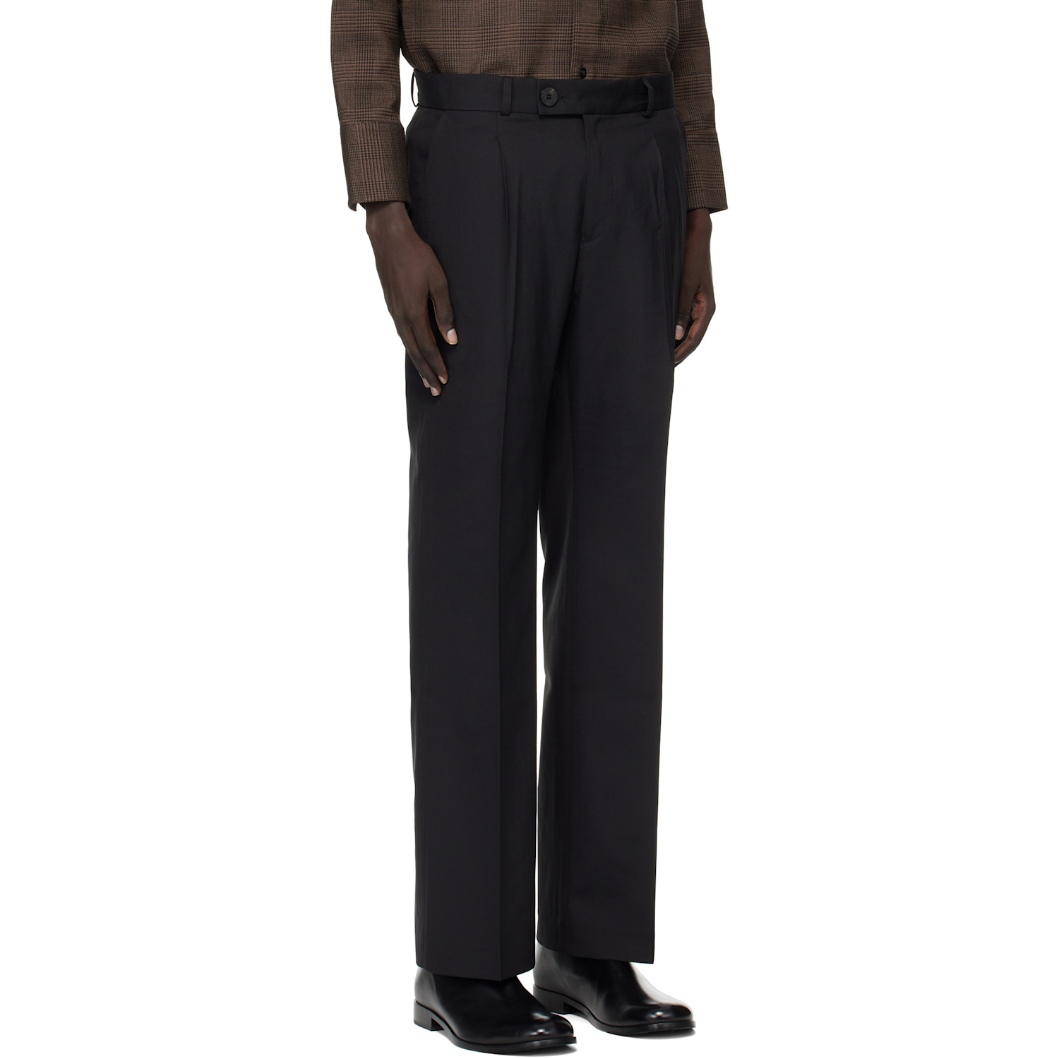  Ernest W. Baker Black Pleated Straight Fit Trousers 
